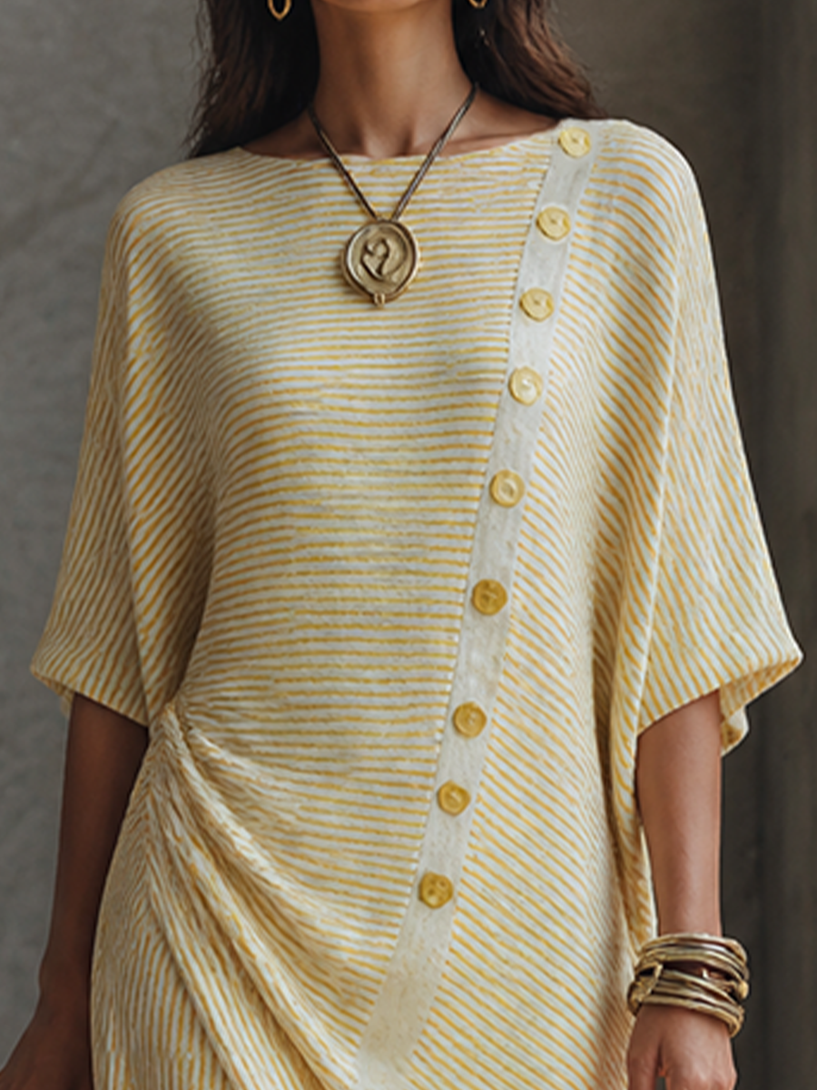 Women's Striped Relaxed Batwing Maxi Dress MDZ1356H6GMJ