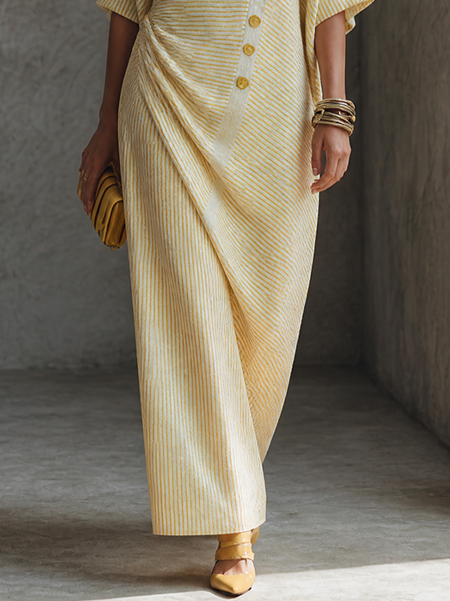 Women's Striped Relaxed Batwing Maxi Dress MDZ1356H6GMJ
