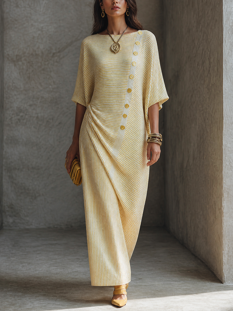 Women's Striped Relaxed Batwing Maxi Dress MDZ1356H6GMJ