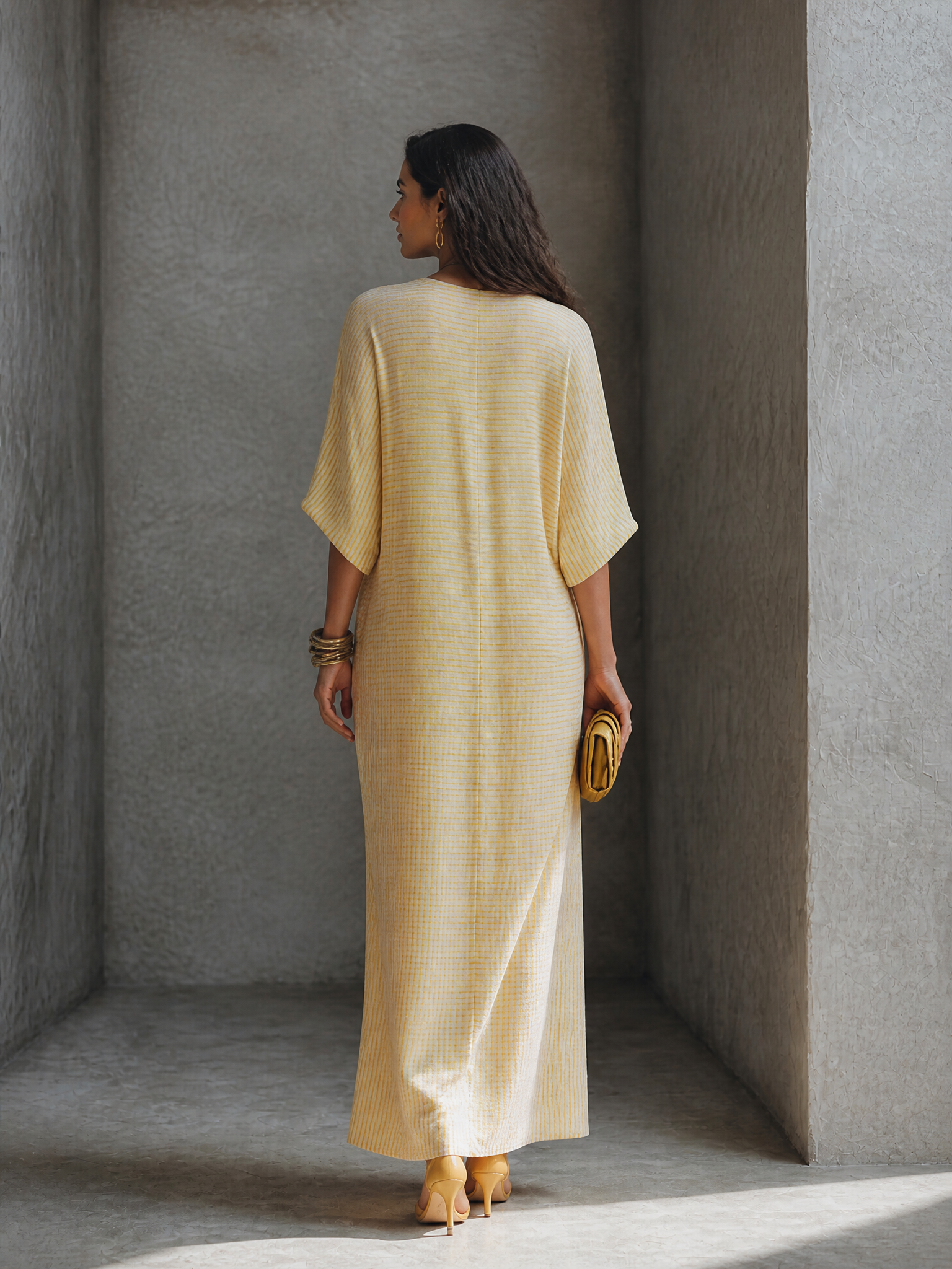 Women's Striped Relaxed Batwing Maxi Dress MDZ1356H6GMJ
