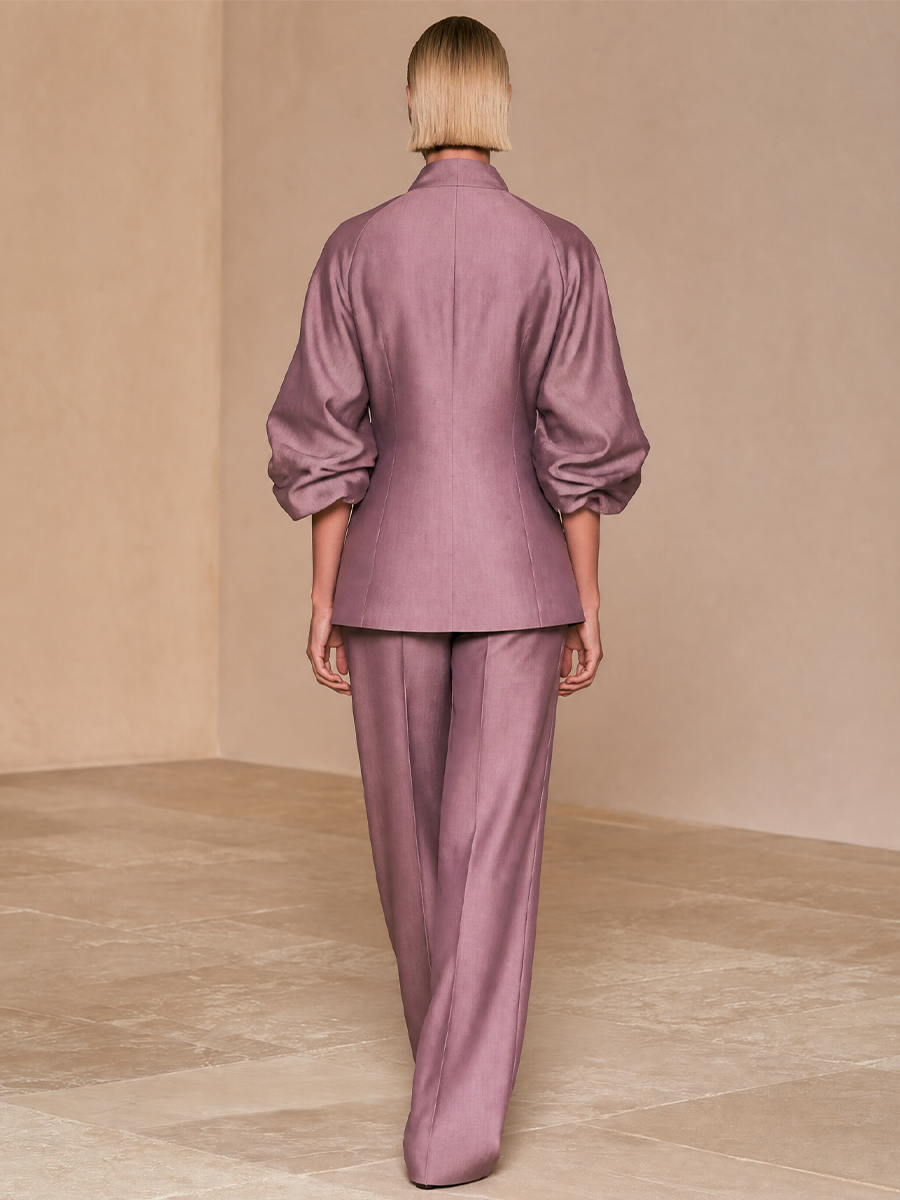 Women's Faux‑Two‑Piece Wrap Stand Collar Pant Set MDZ1434H3LYL