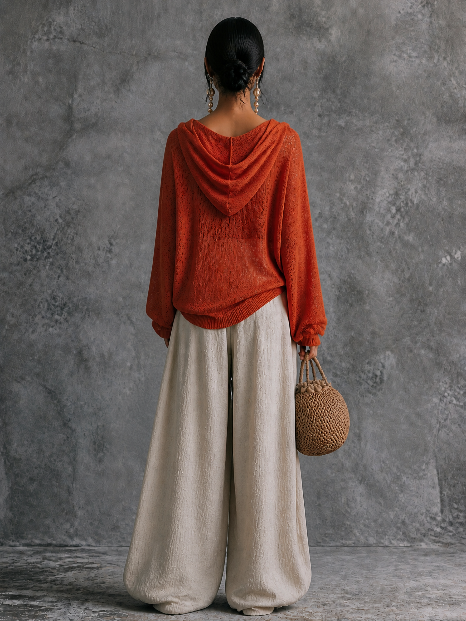 Women's Hooded Casual Knit V-Neck Top MDZ1457H7GMJ