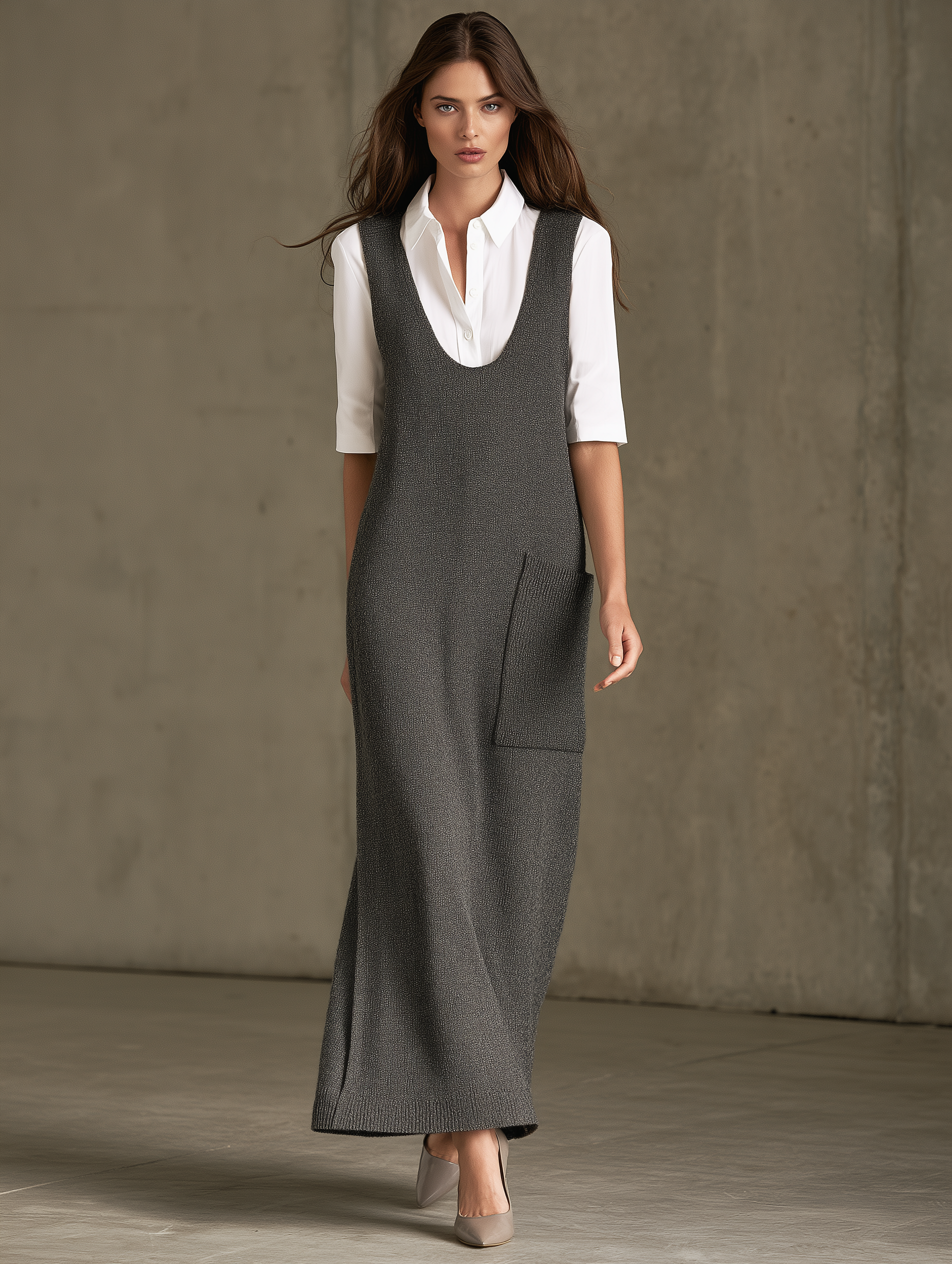 Women's Sleeveless Knit Vest Maxi Dress With Pocket ((Without Inner La – Modesees