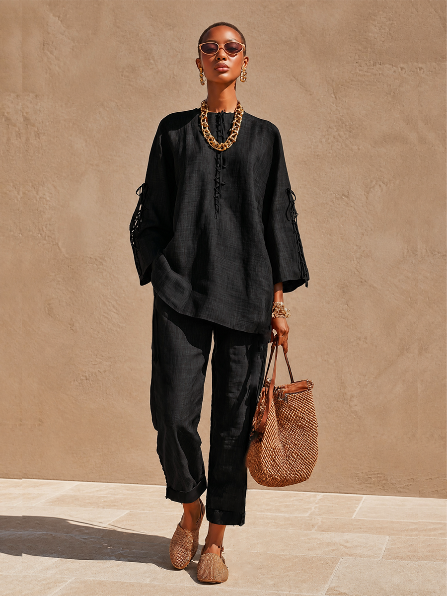 Women's Oversized Linen Set Resort Wear MDZ1776H0LYL