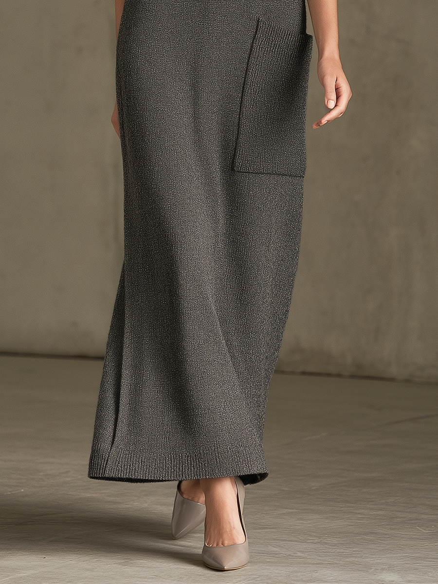 Women's Sleeveless Knit Vest Maxi Dress With Pocket ((Without Inner Layer) MDZ1752H6YZJ