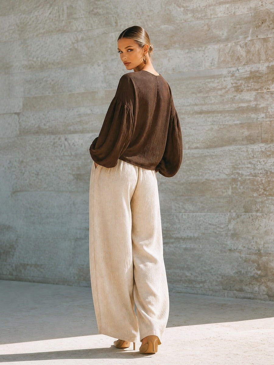 Women's Long Sleeve Oversized Top Wide Leg Pants Set MDZ1800H2YZJ