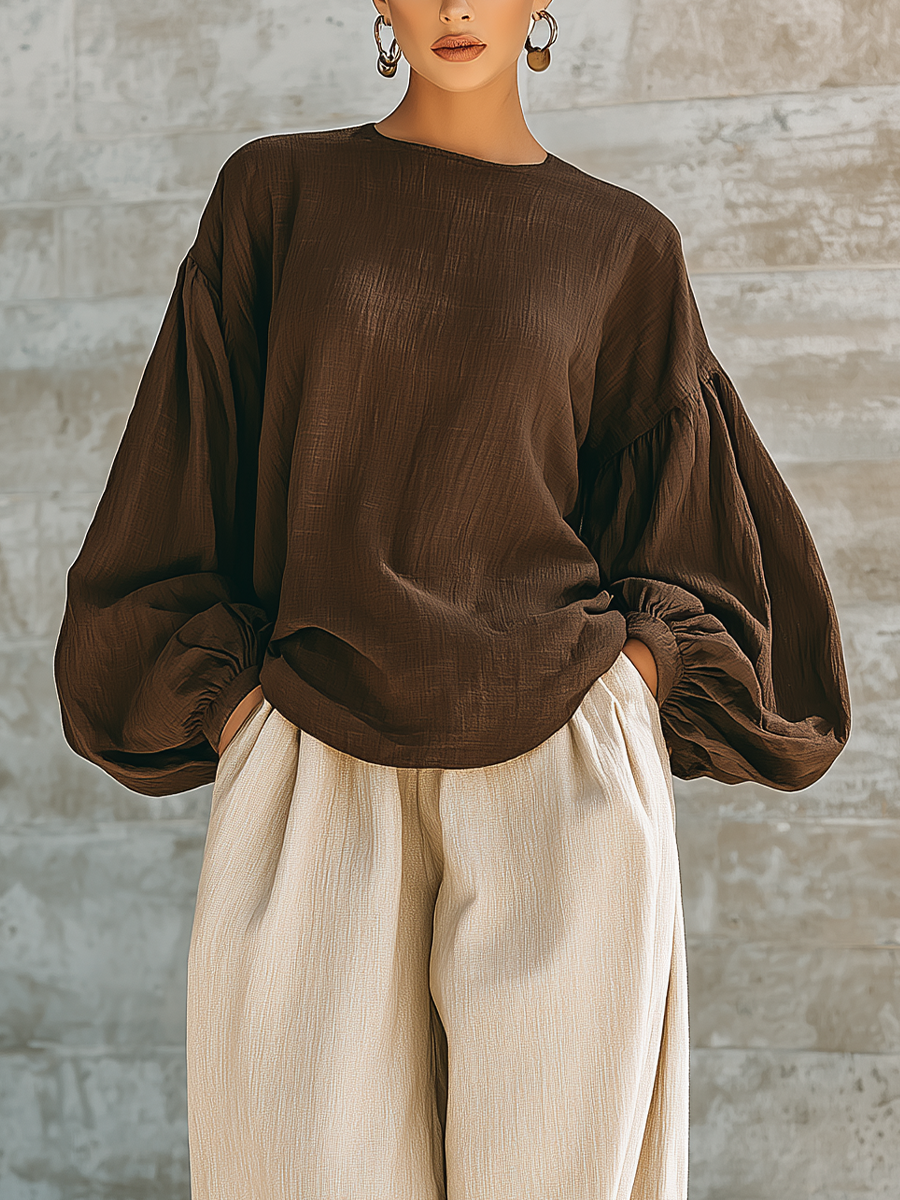 Women's Long Sleeve Oversized Top Wide Leg Pants Set MDZ1800H2YZJ