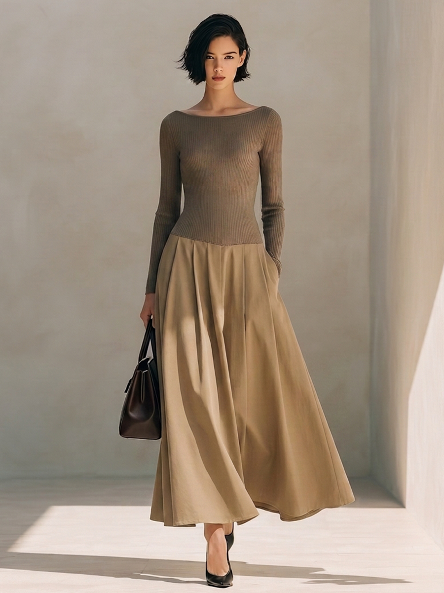 Women's Off-Shoulder Knit & Cotton-Blend Maxi Dress MDZ1998H0ZRK
