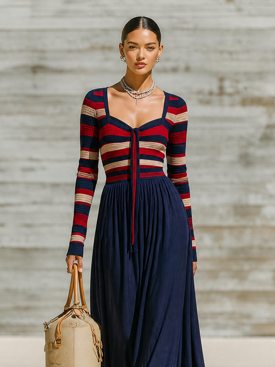 Women's Sweetheart Neck Knit‑Blend Maxi Dress For Brunch Outings MDZ2017H9LYL
