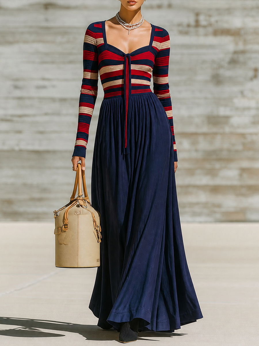Women's Sweetheart Neck Knit‑Blend Maxi Dress For Brunch Outings MDZ2017H9LYL