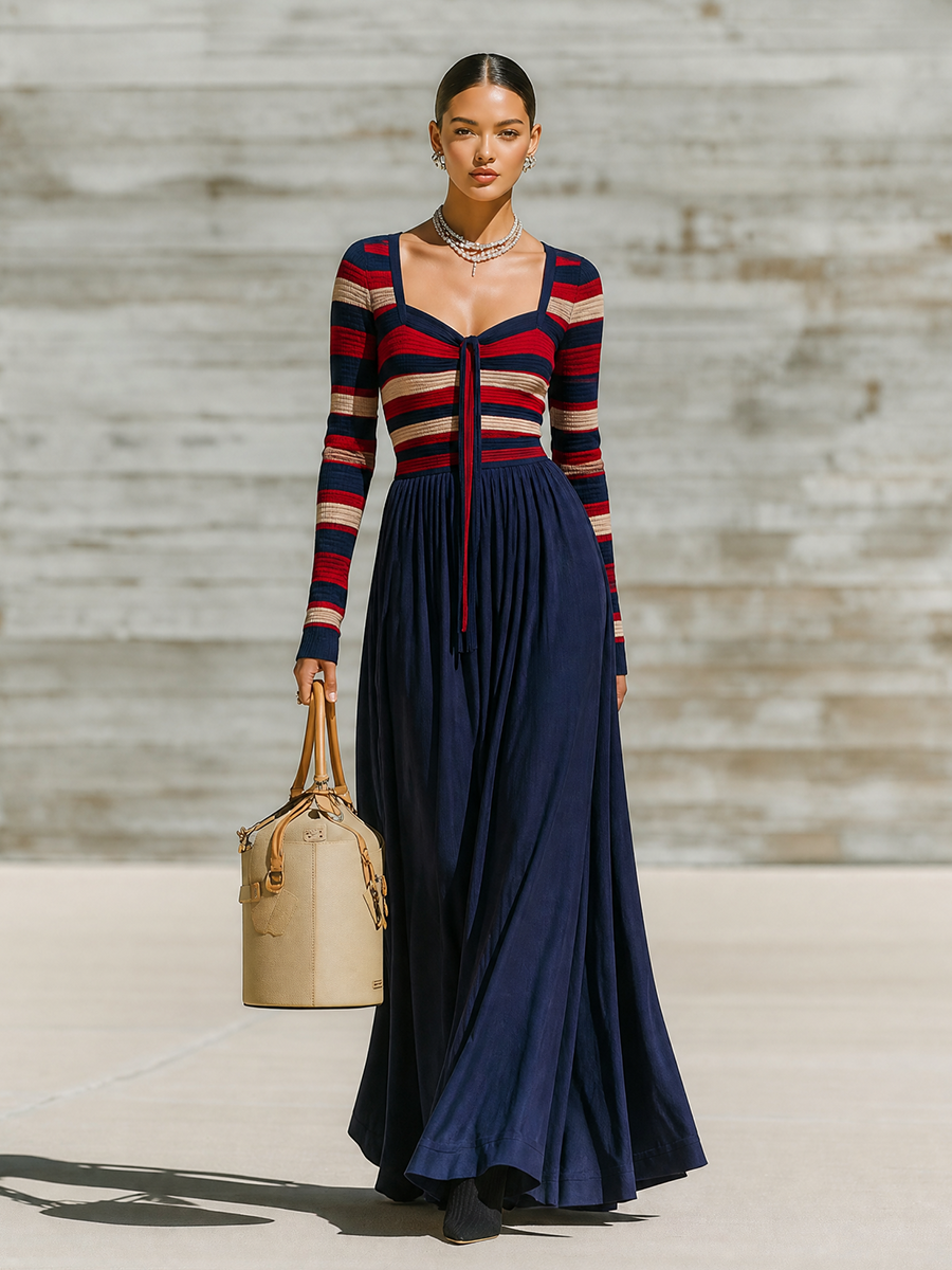 Women's Sweetheart Neck Knit‑Blend Maxi Dress For Brunch Outings MDZ2017H9LYL