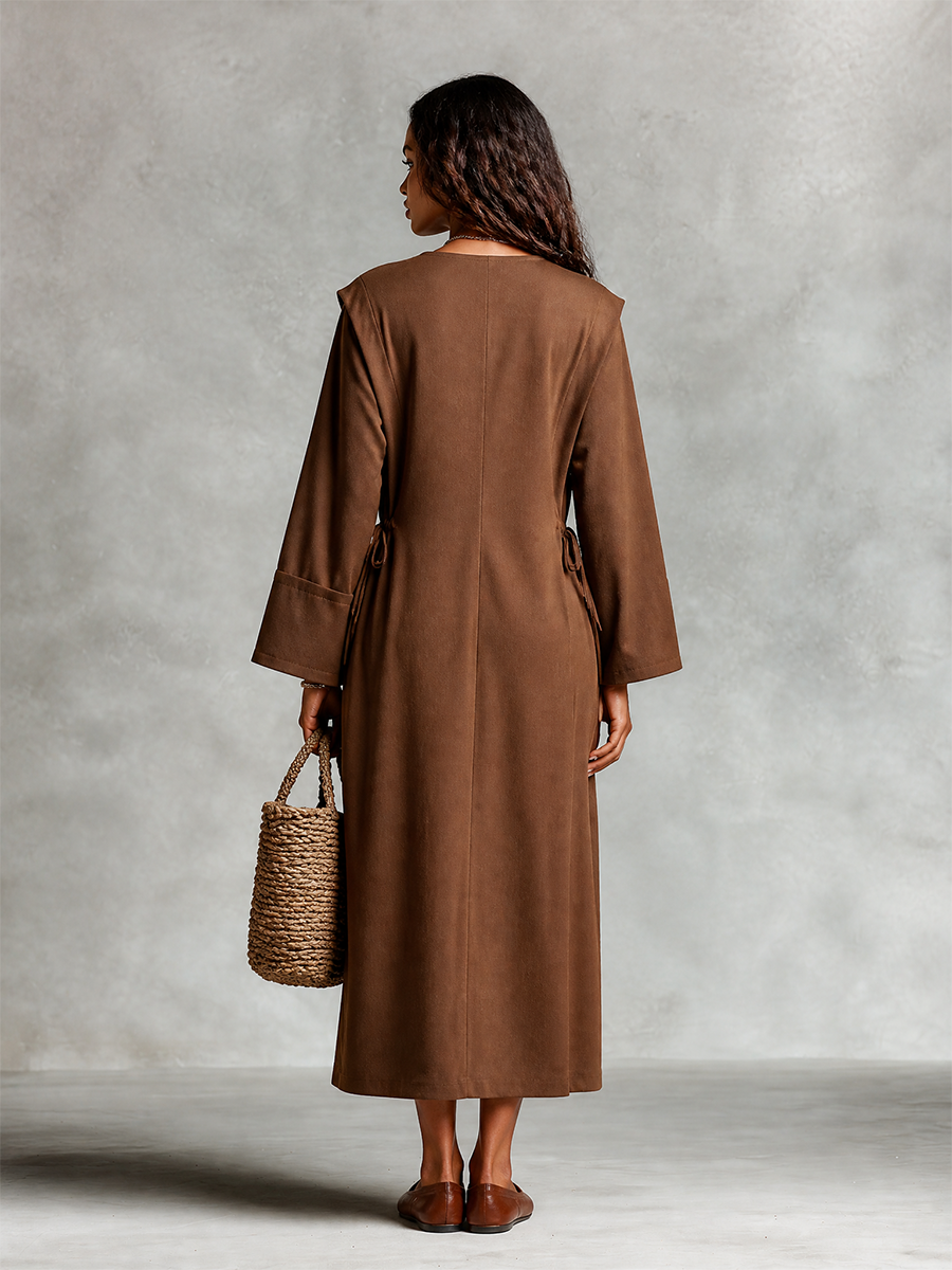 Women's Brown Cotton Maxi Dress For Casual Daily Wear MDZ2149H6LYL