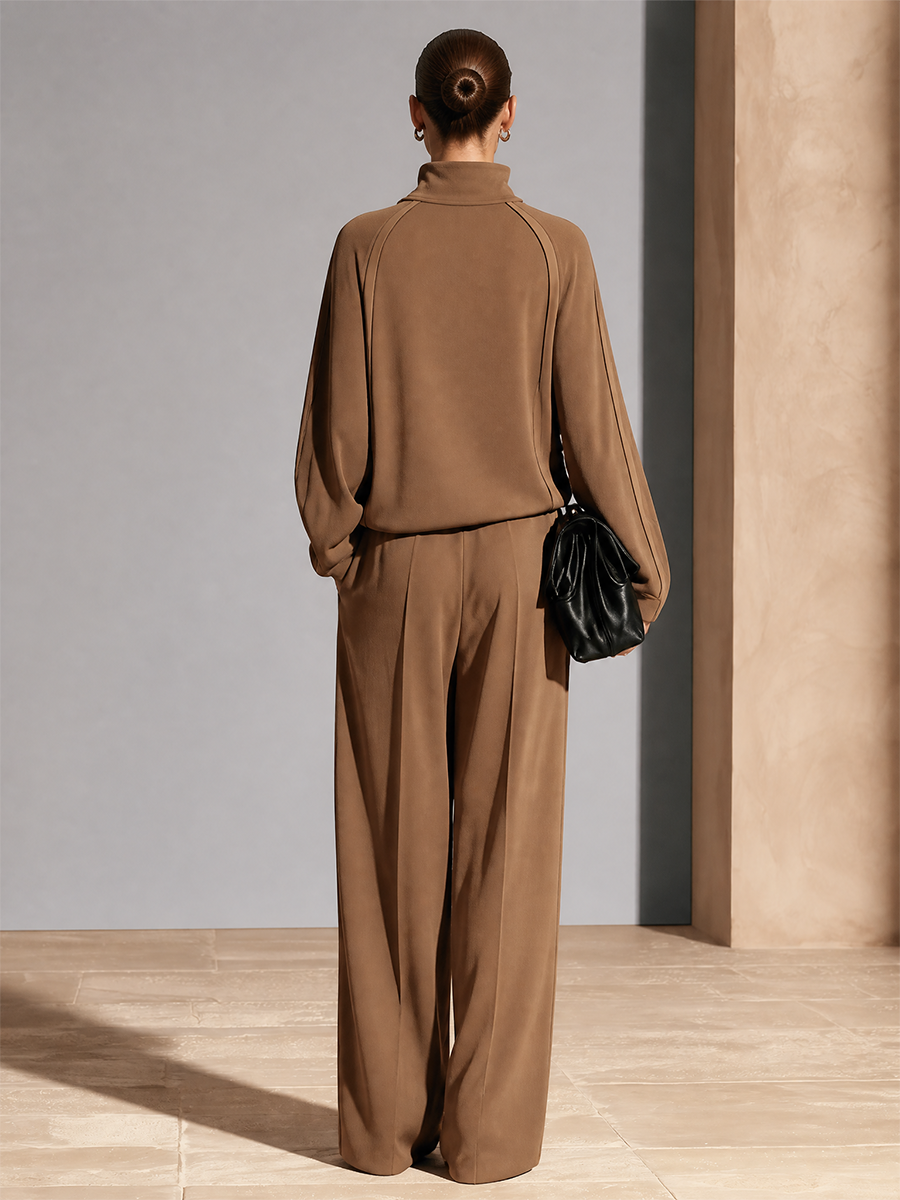 Women's Tailored Turtleneck Business Wear Two‑Piece Set MDZ2423H8LYL