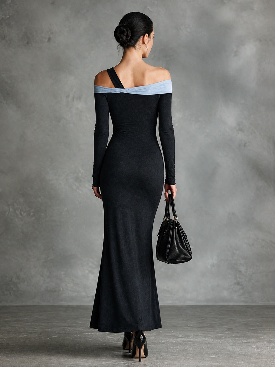 Women's Slit Off‑Shoulder Cocktail Maxi Dress MDZ2515H1LYL