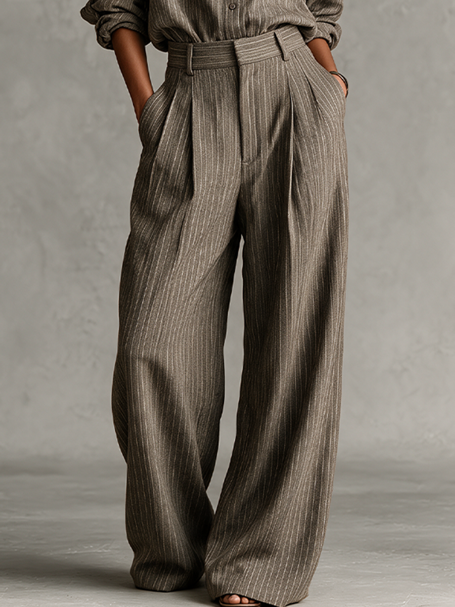 Women's Pinstripe Cotton‑Blend Office Two‑Piece Co‑Ord Set MDZ2582H0LYL