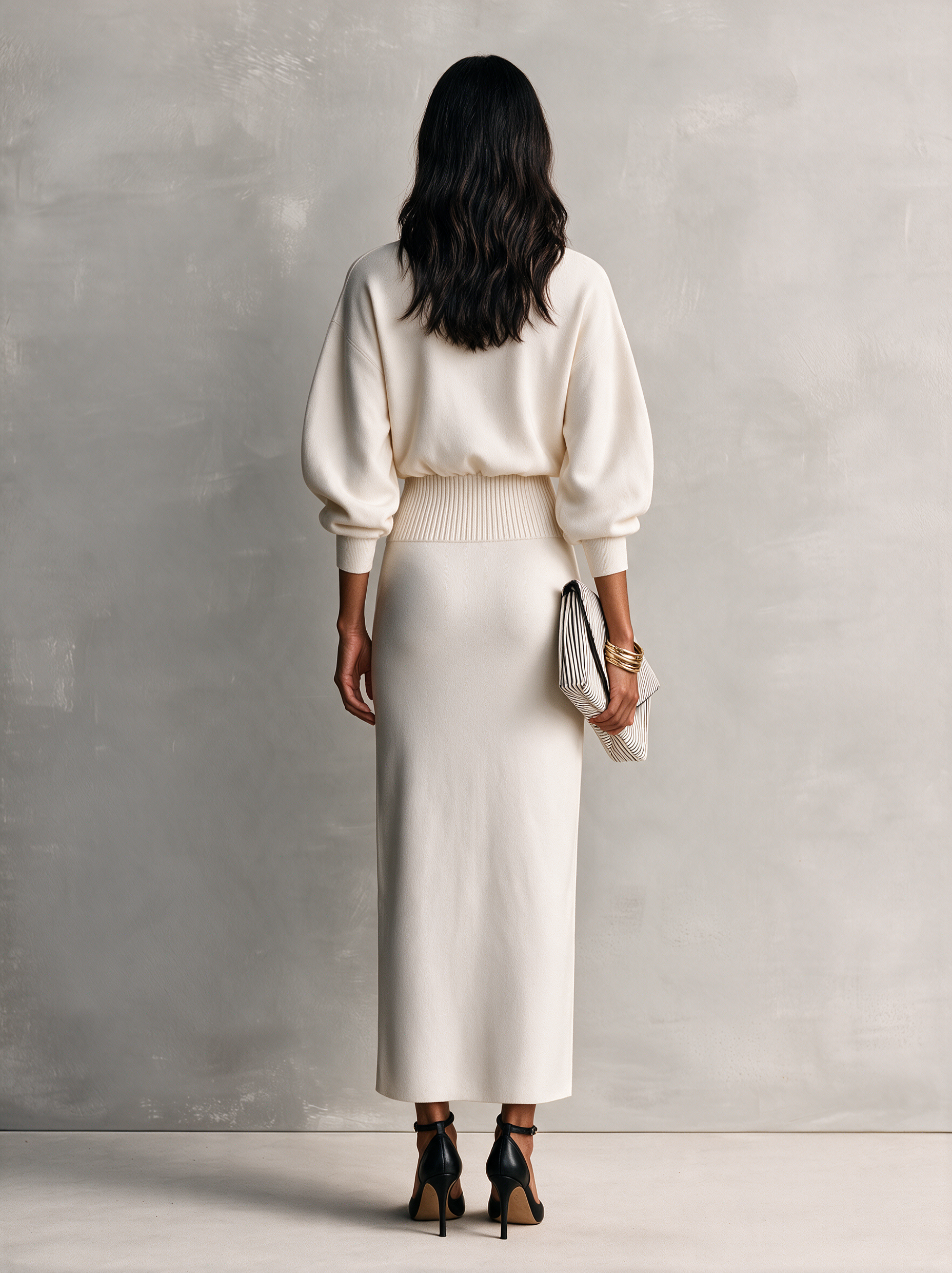 Women's Comfortable Beige Long-Sleeve Maxi Dress In Sweatshirt Fabric MDZ2558H7LXY
