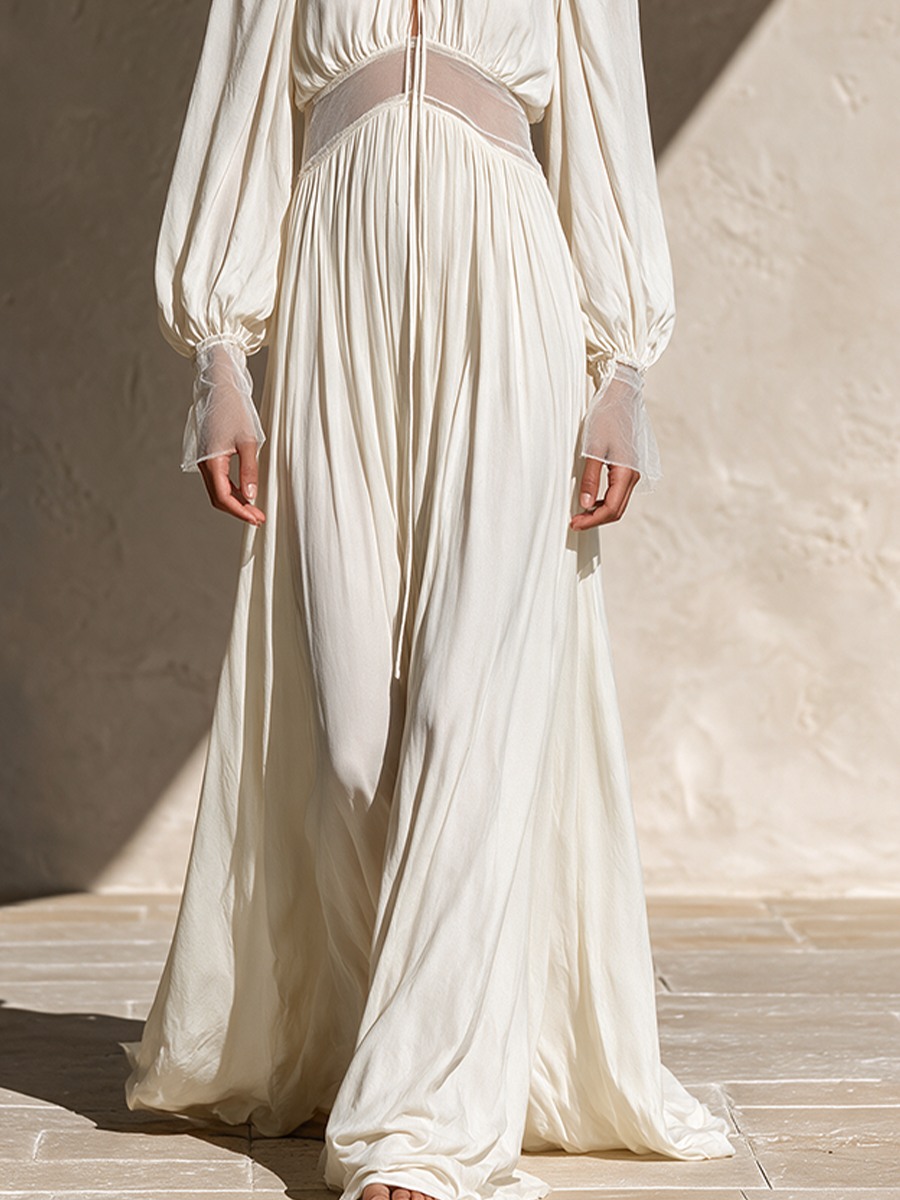 Women's Sheer‑Panel Boho Maxi Dress MDZ2647H6LYL