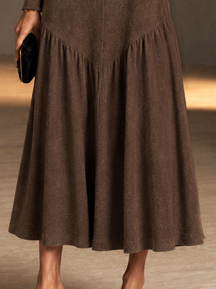 Women's Button Detail Elegant Round Neck Maxi Dress MDZ2831H0GMJ