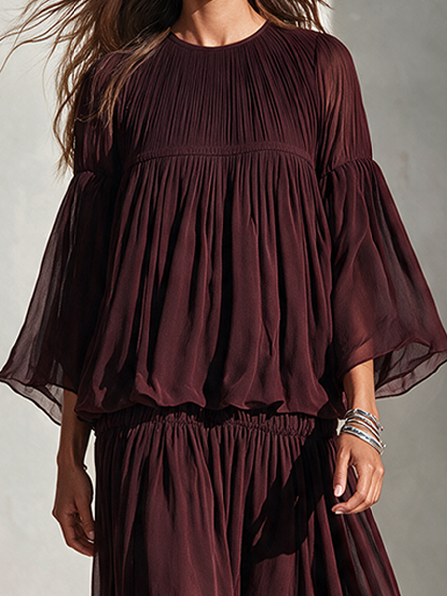Women's Airy Chiffon Two-Piece Maxi Dress Set MDZ3156H4ZRK