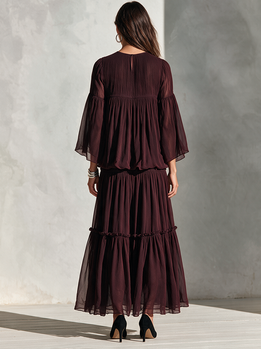 Women's Airy Chiffon Two-Piece Maxi Dress Set MDZ3156H4ZRK
