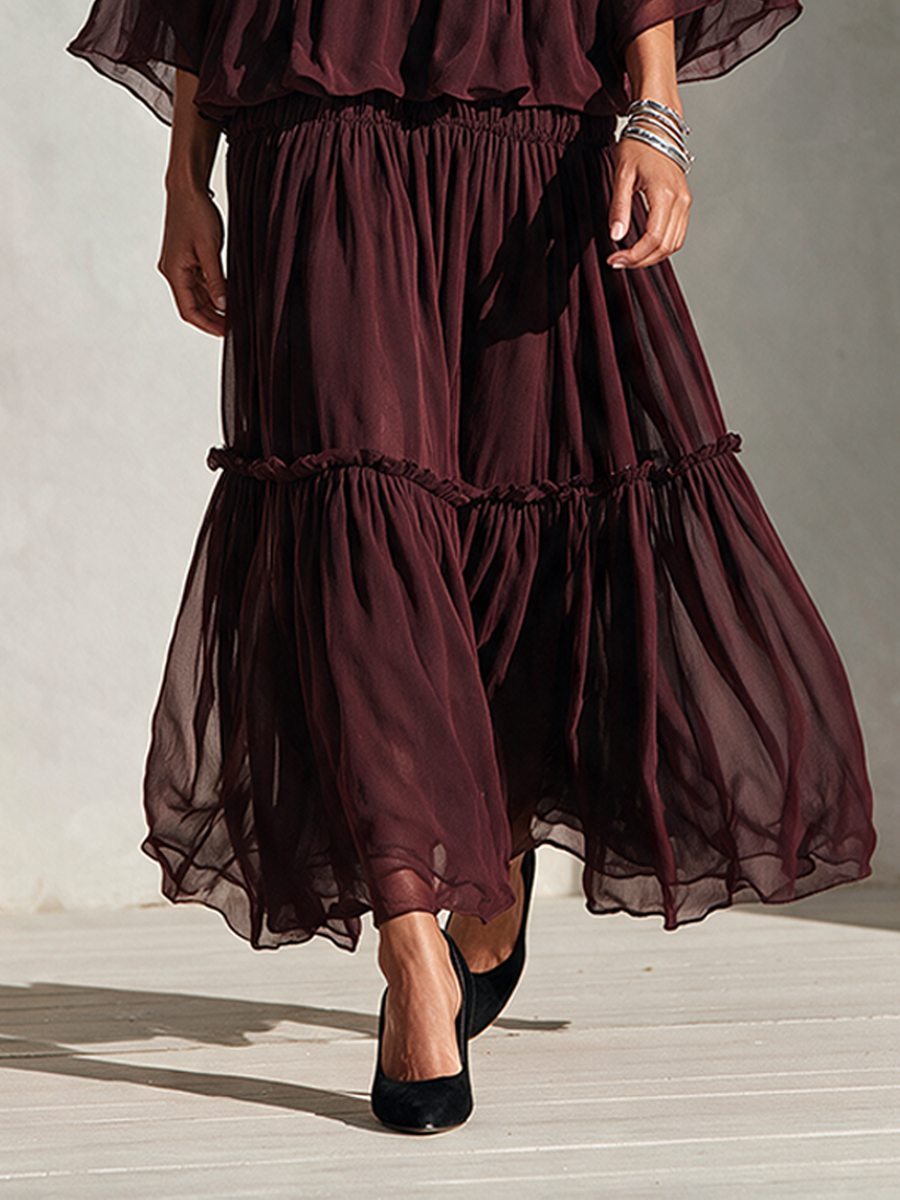 Women's Airy Chiffon Two-Piece Maxi Dress Set MDZ3156H4ZRK