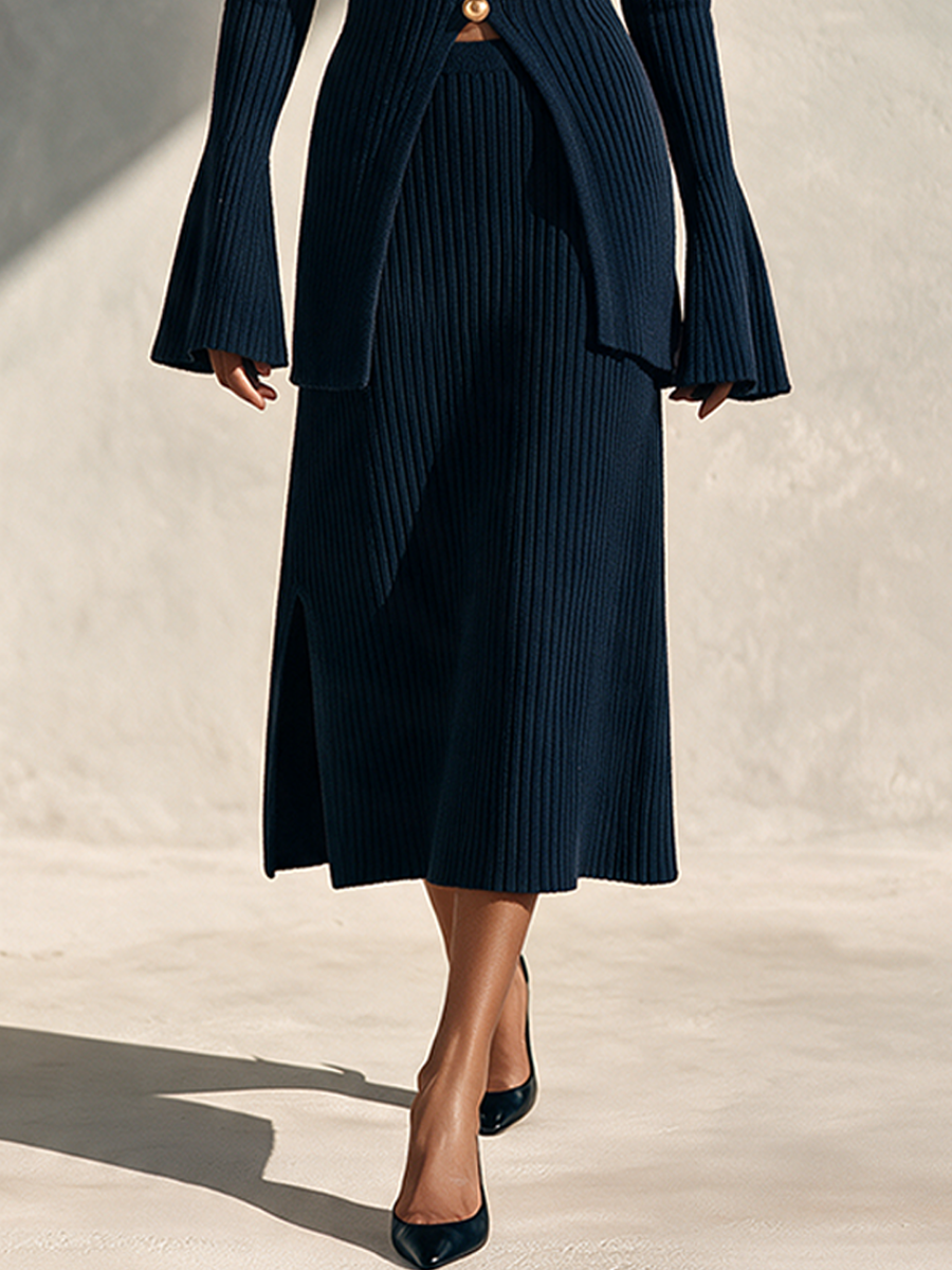 Women's Cut-Out Knit Two-Piece Set With Metal Accents MDZ3188H3ZRK