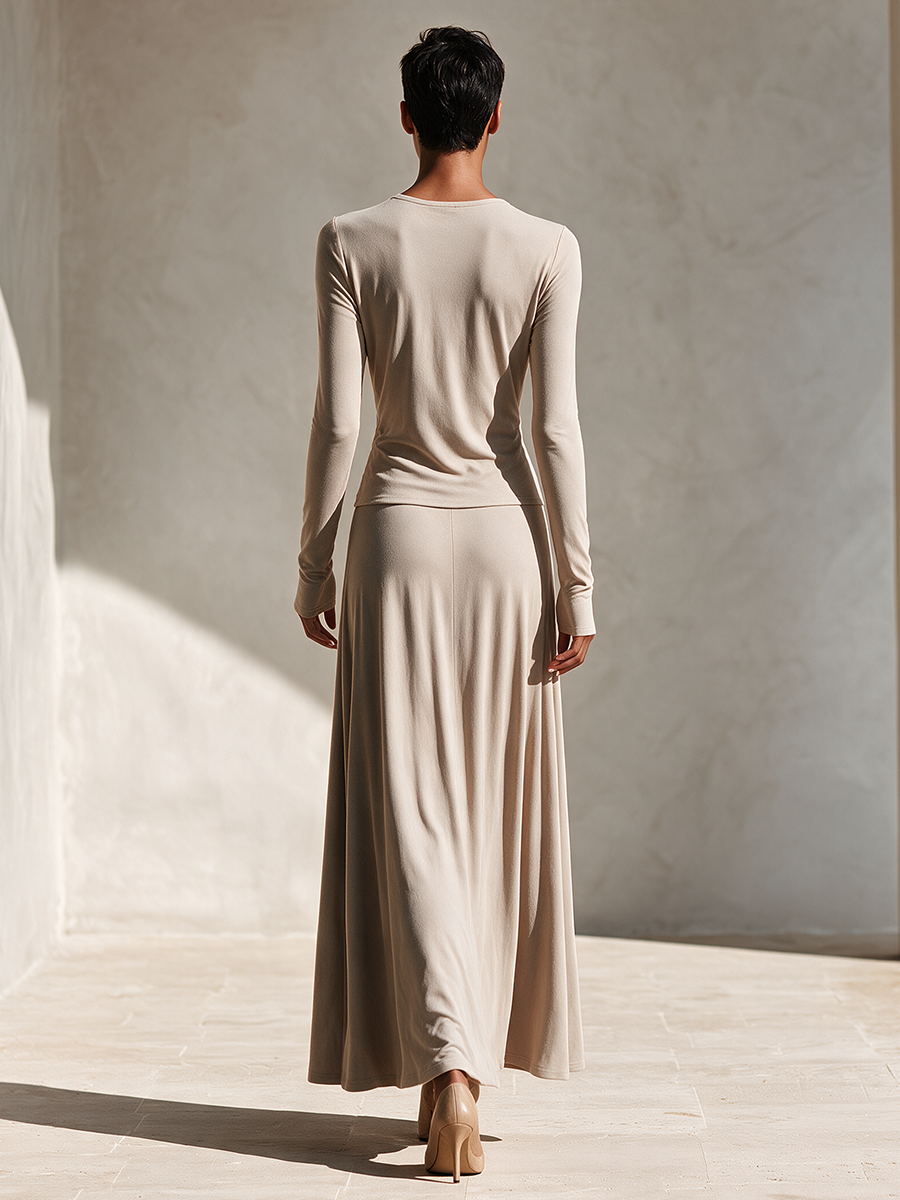 Women's Elegant Wrap-Style Stretch Knit Skirt Set MDZ3180H7ZRK