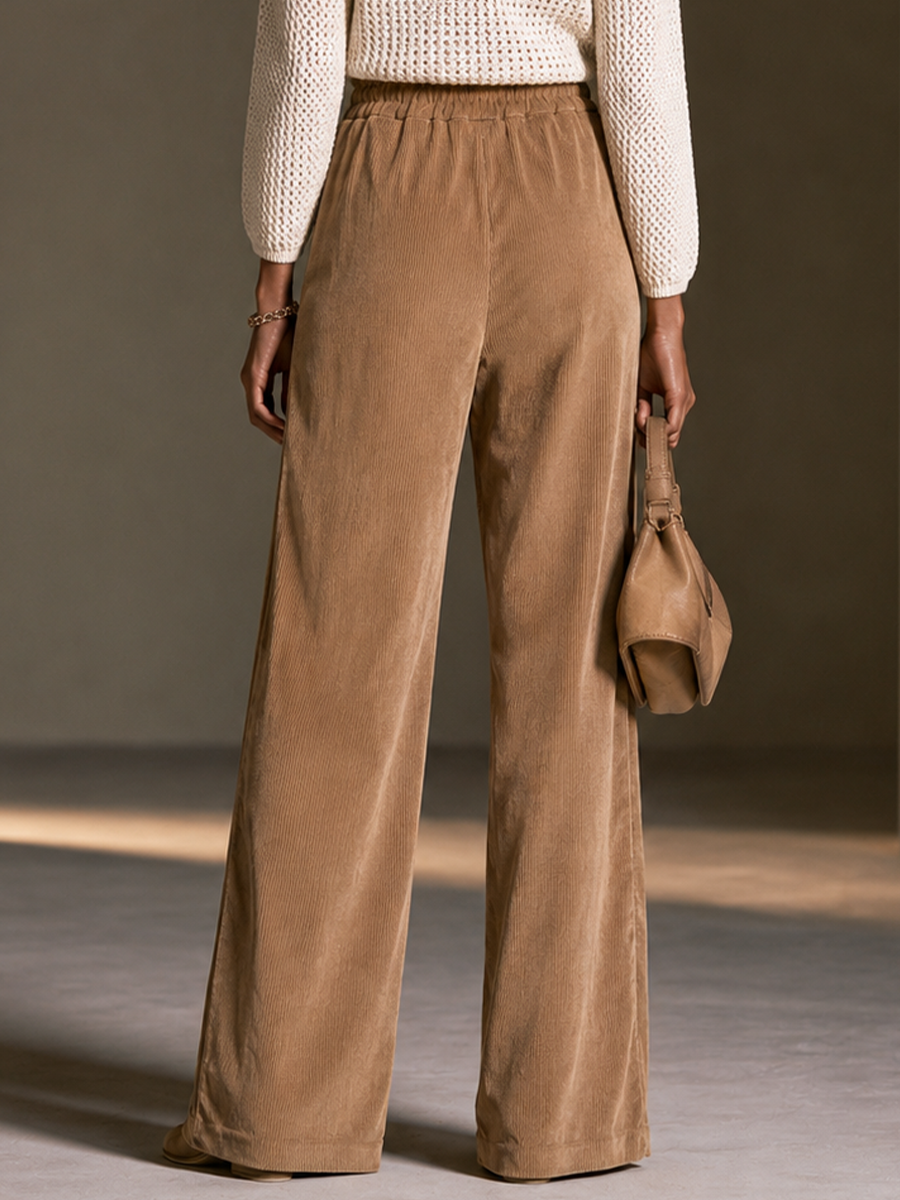Women's Drawstring Casual Wide-Leg Pants MDZ0142I3GMJ