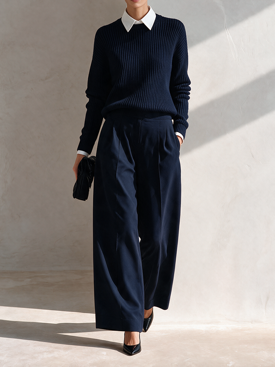 Women's Faux-Layered Knit Top & Trouser Set MDZ0292I2ZRK