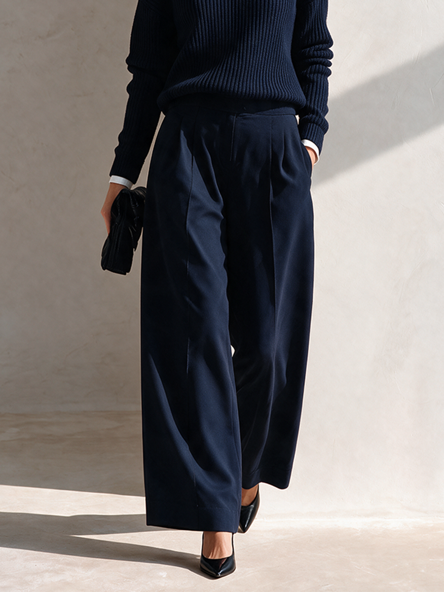 Women's Pleated Drape-Effect Casual Trousers MDZ0401I7ZRK