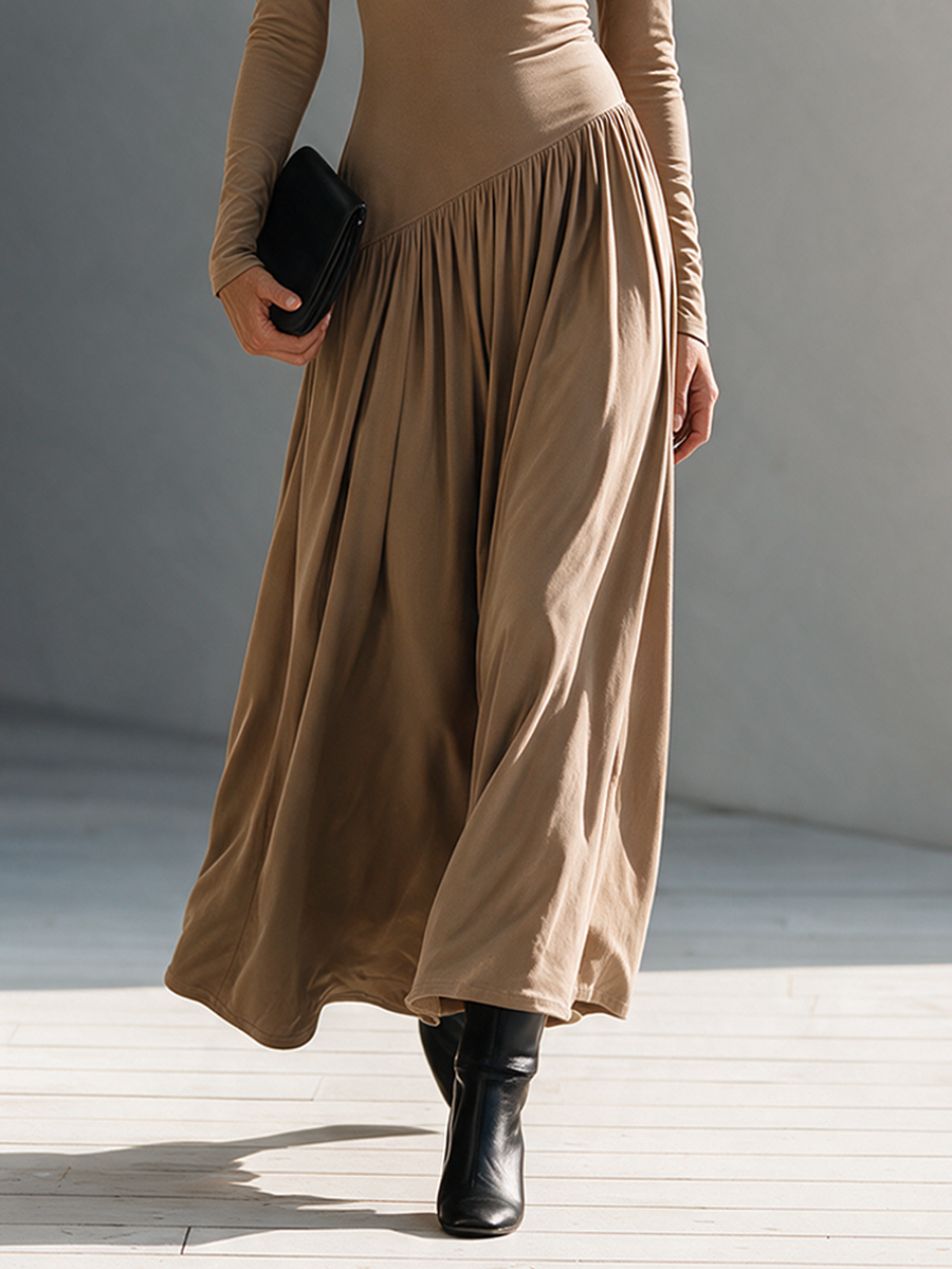 Women's Elegant Cowl-Neck Bias-Knit Maxi Dress MDZ0467I1ZRK