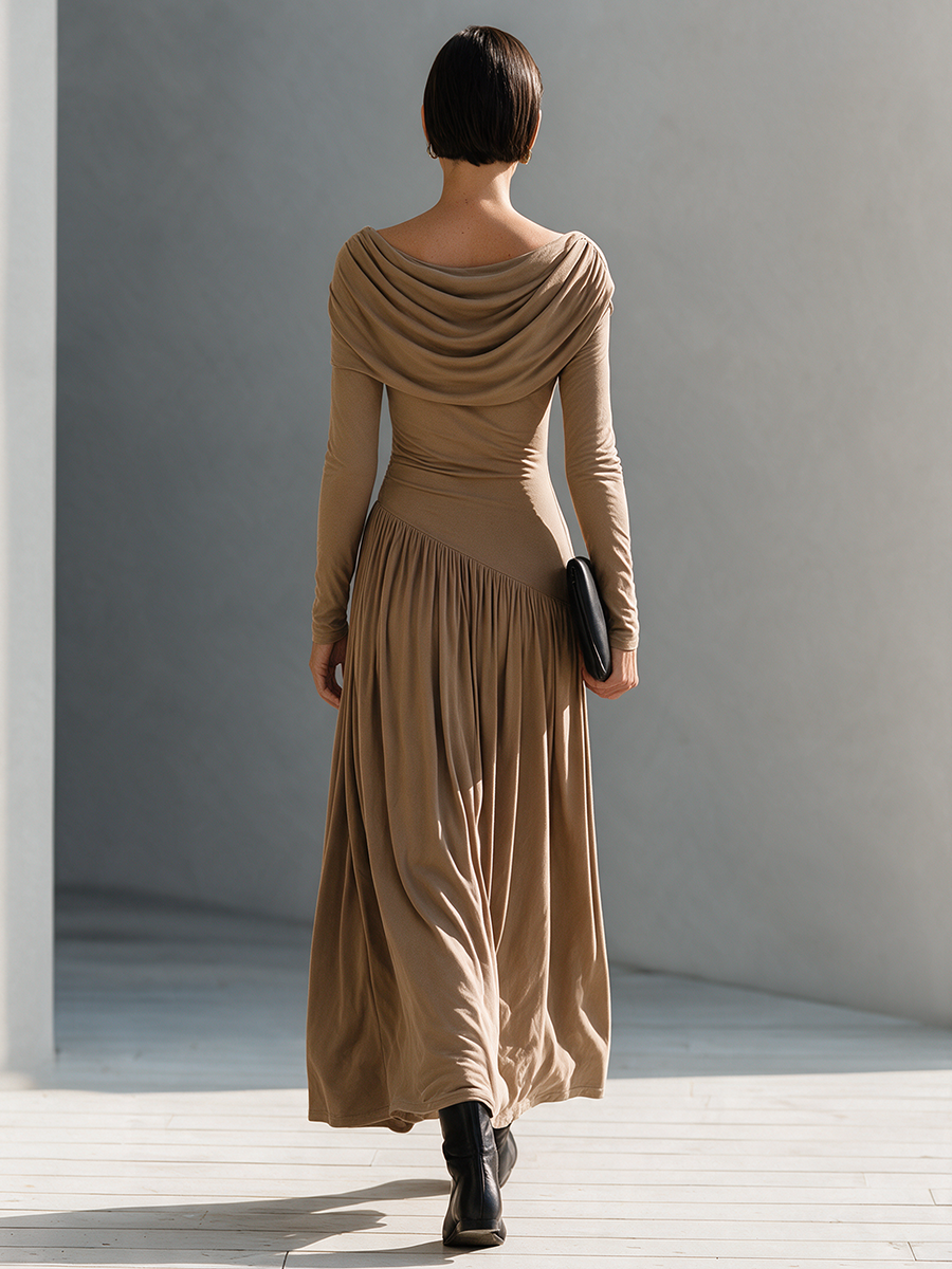 Women's Elegant Cowl-Neck Bias-Knit Maxi Dress MDZ0467I1ZRK
