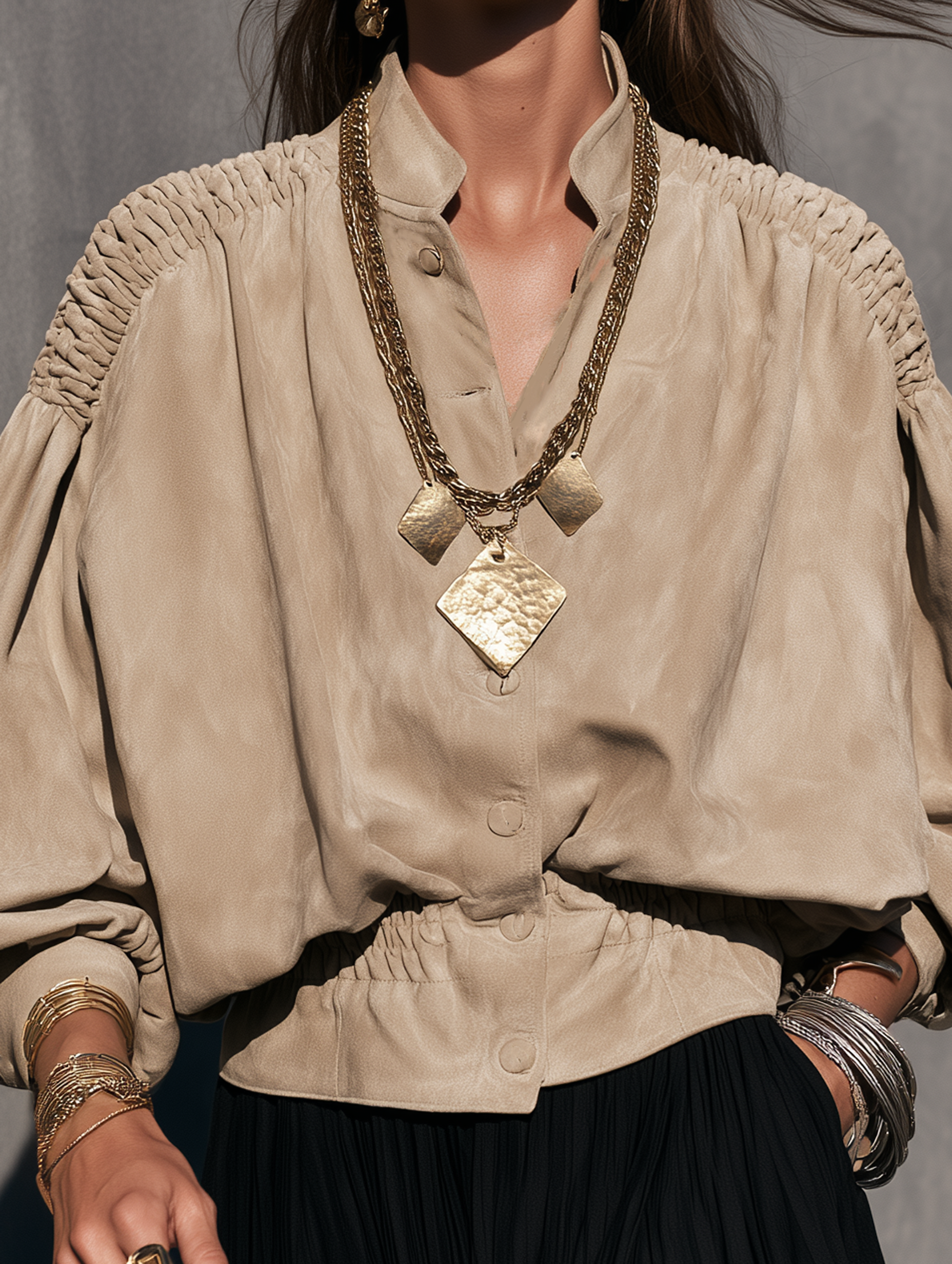 Women's Elegant Apricot Suede Long-Sleeve Cropped Jacket MDZ0432I3LXY