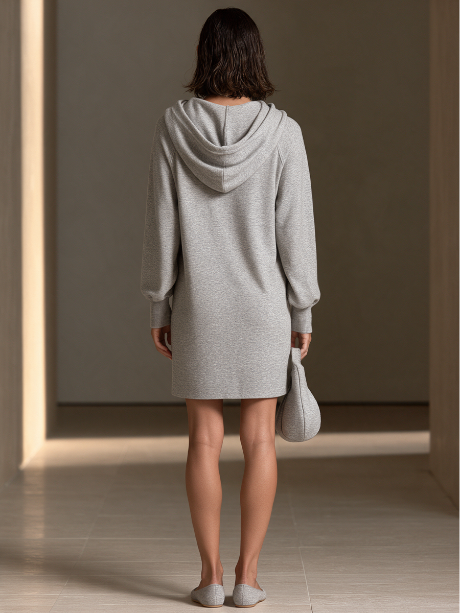 Women's Twist Front Relaxed Casual Hooded Mini Dress MDZ0404I3GMJ