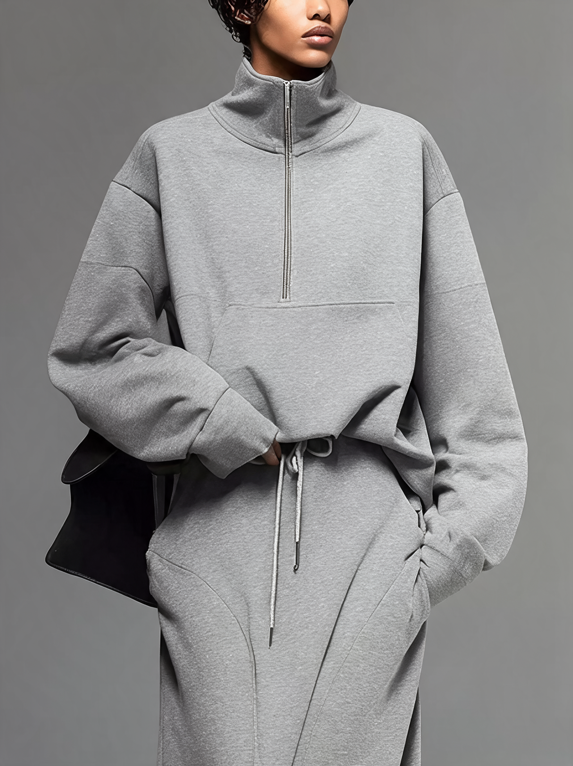 Women's Half‑Zip Stand‑Collar Oversized Sweatshirt MDZ0734I1R