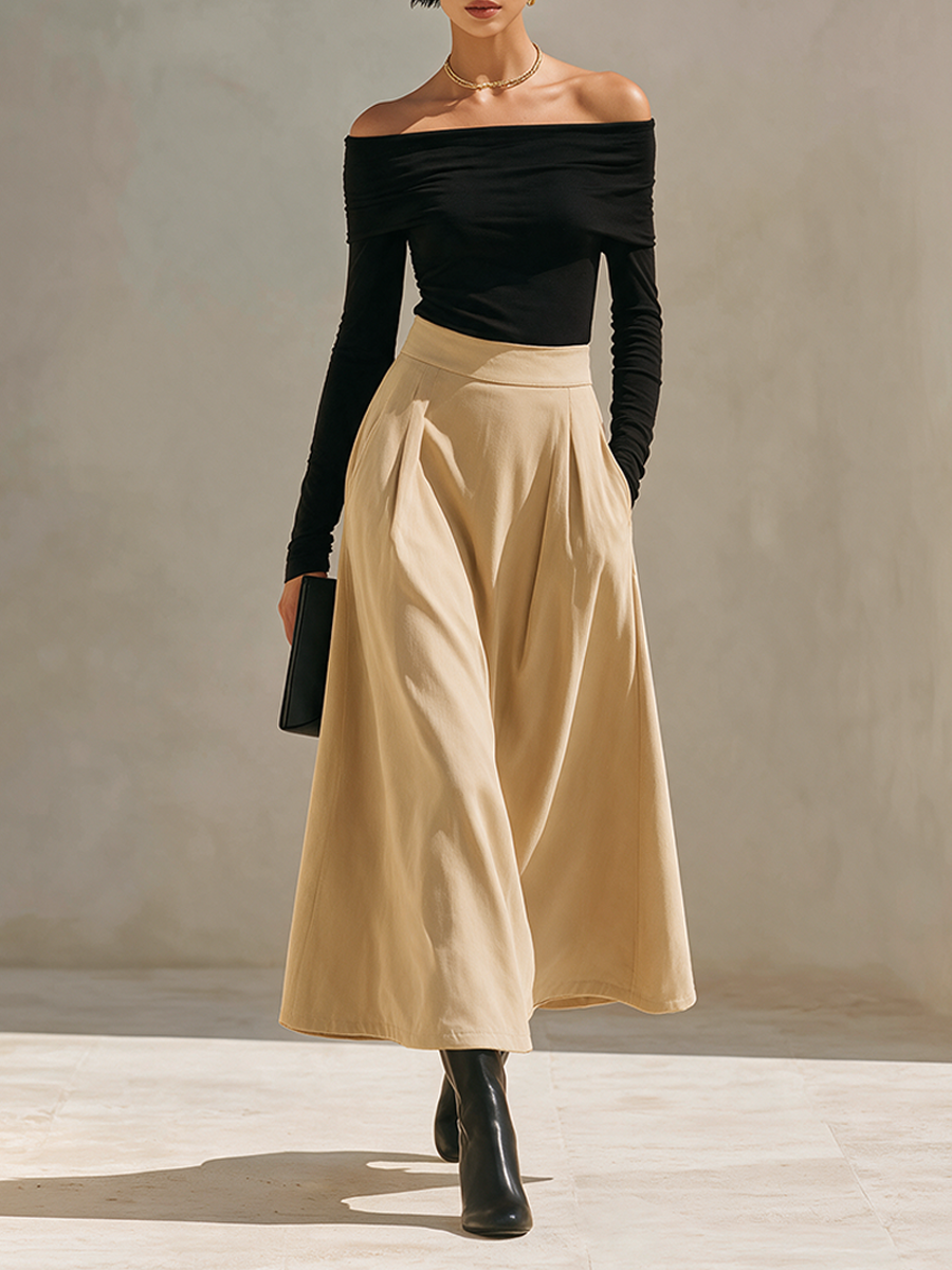Women's Stretch Knit Top And Cotton-Blend Skirt Set MDZ0707I5ZRK