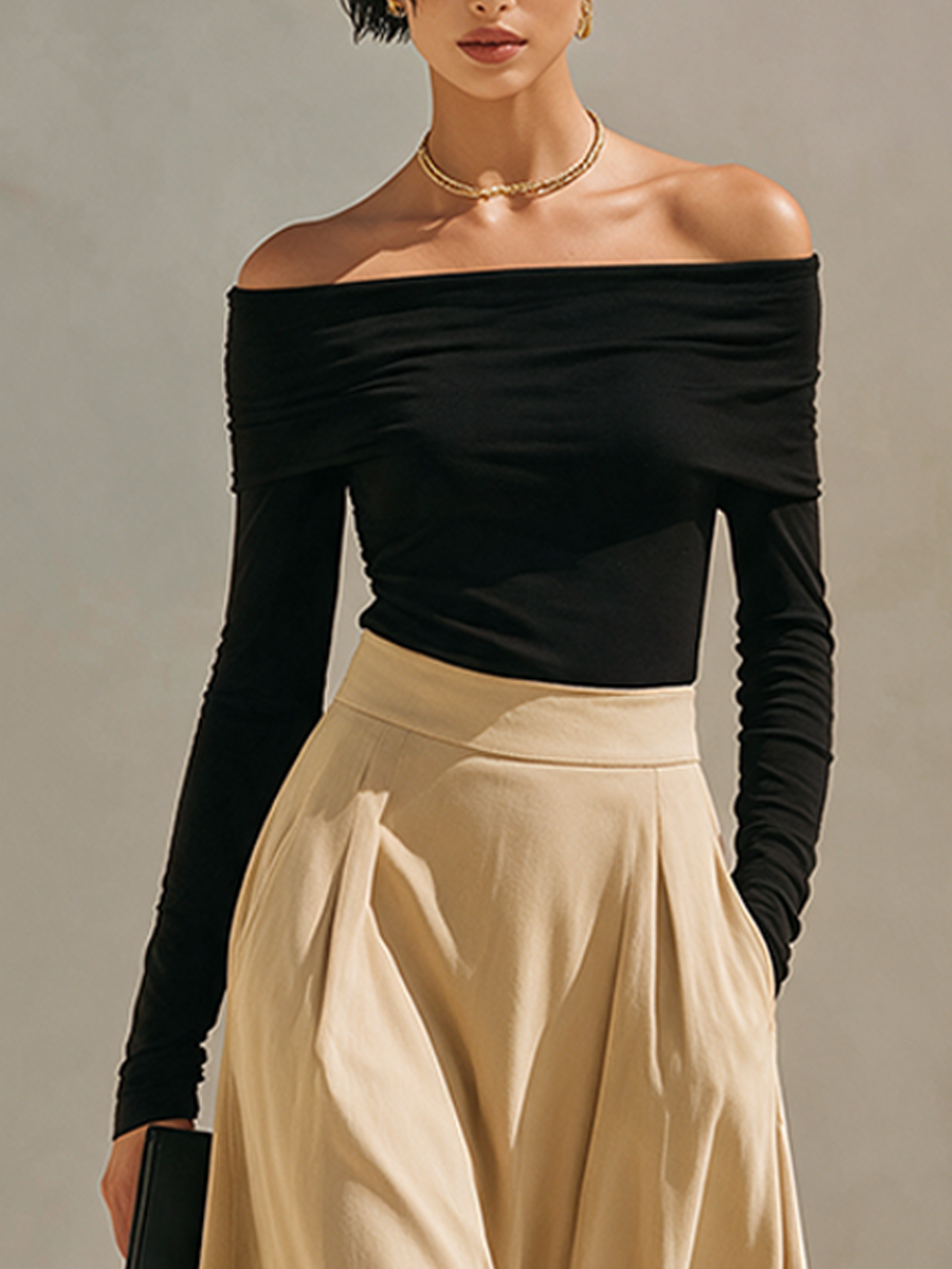Women's Stretch Knit Top And Cotton-Blend Skirt Set MDZ0707I5ZRK