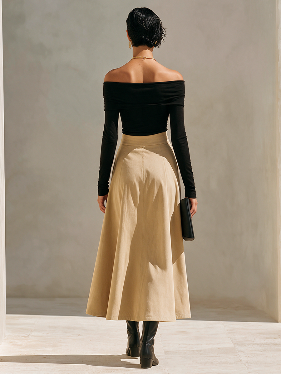 Women's Stretch Knit Top And Cotton-Blend Skirt Set MDZ0707I5ZRK