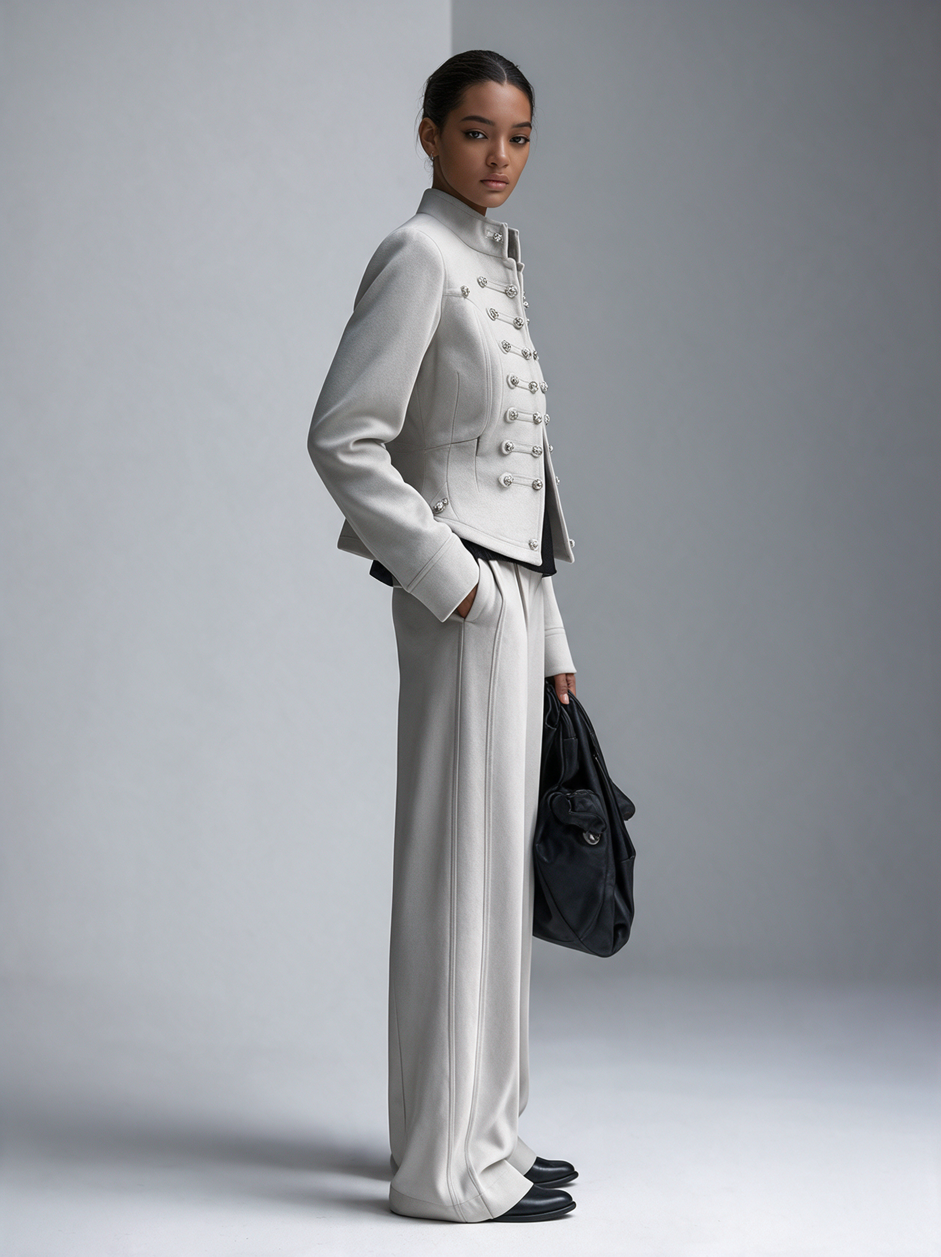 Women's Military‑Inspired Stand‑Collar Cropped Jacket MDZ0842I7R