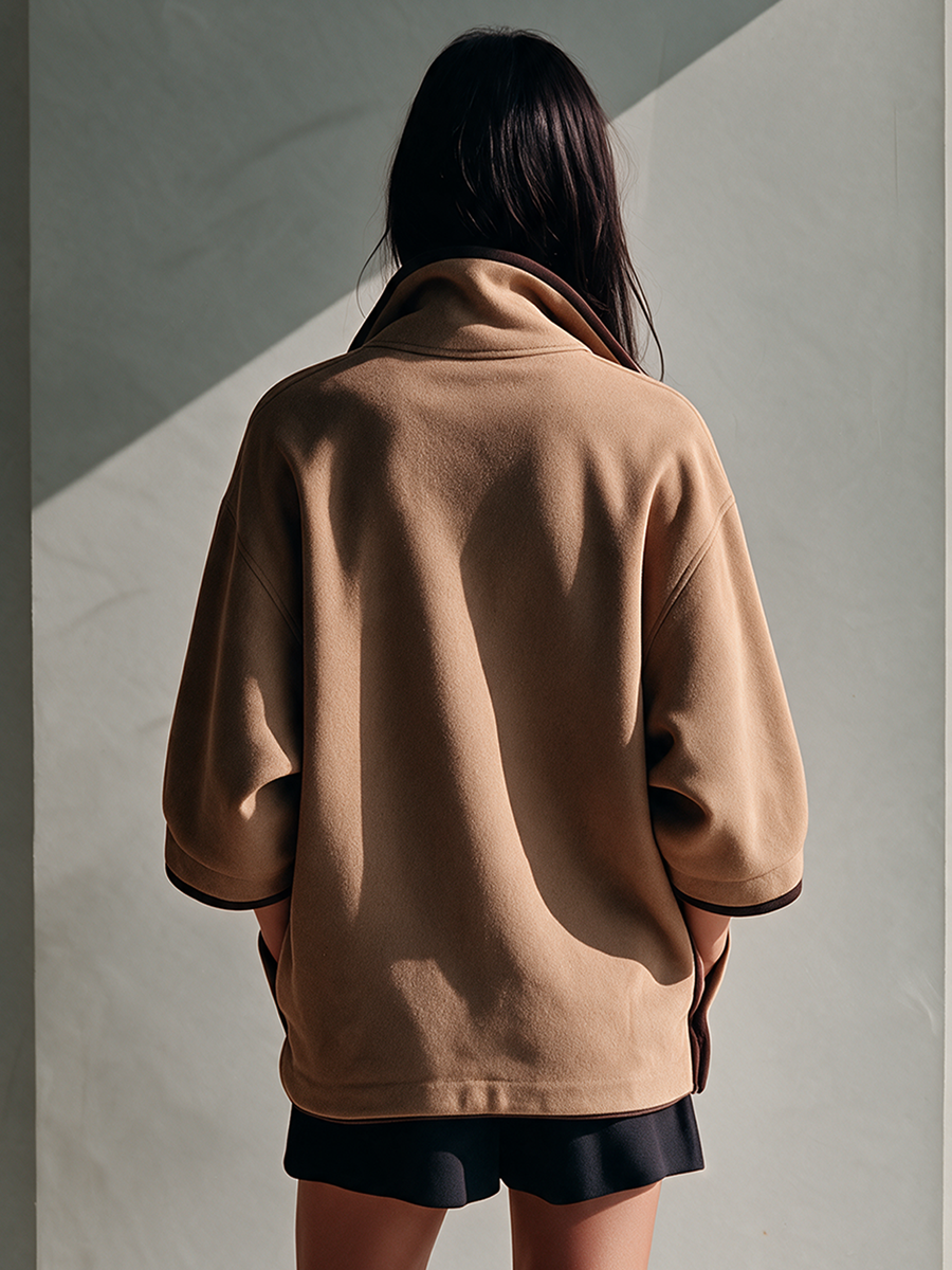 Women's Asymmetric Collar Suede Jacket MDZ0884I6ZRK