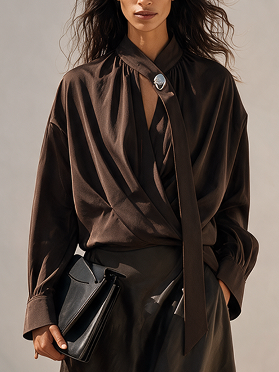 Women's Designer Shirt & Leather Skirt Set MDZ0806I3ZRK
