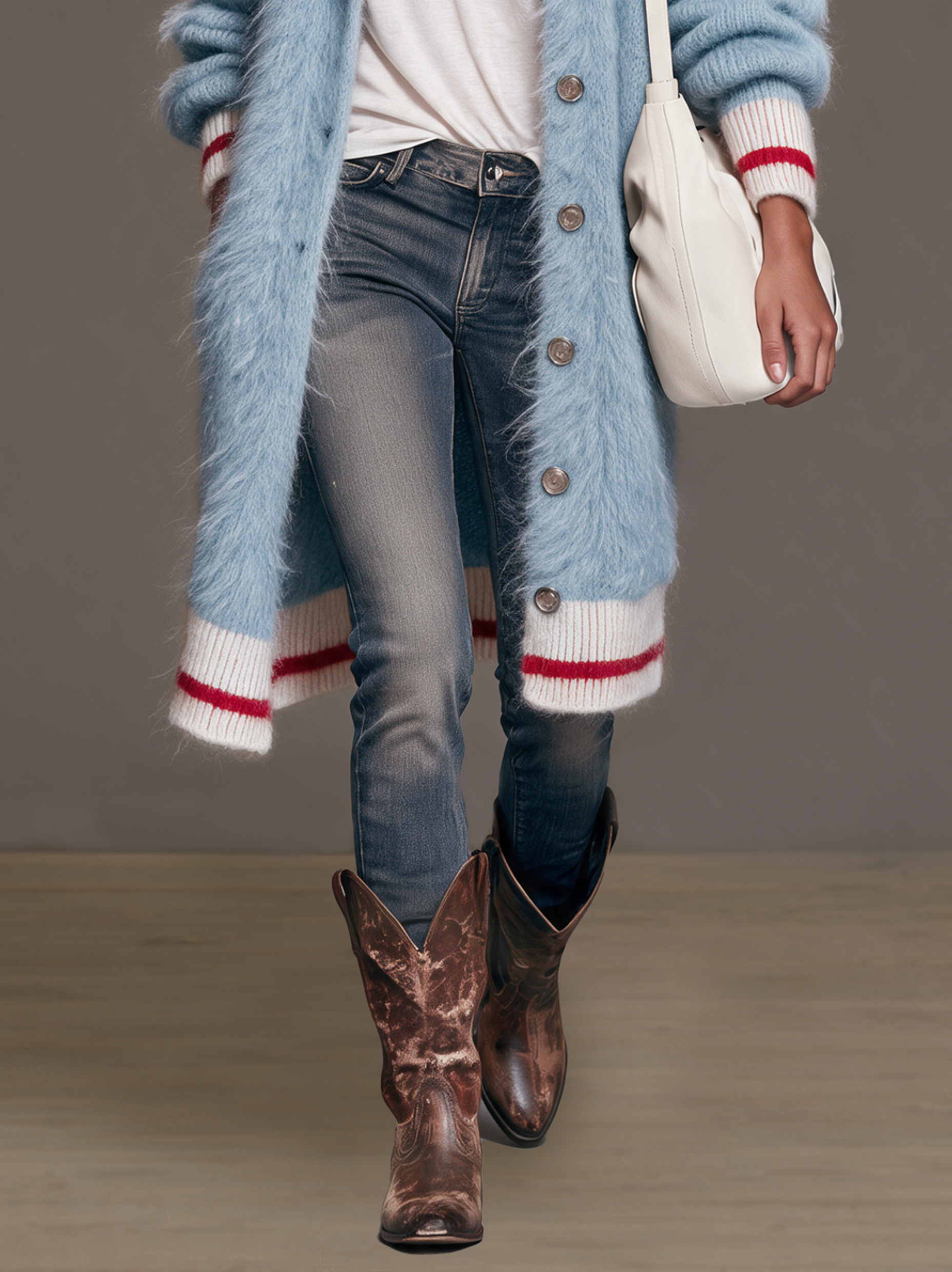 Women's Vintage Mohair Single-Breasted Cardigan With Lapel Collar