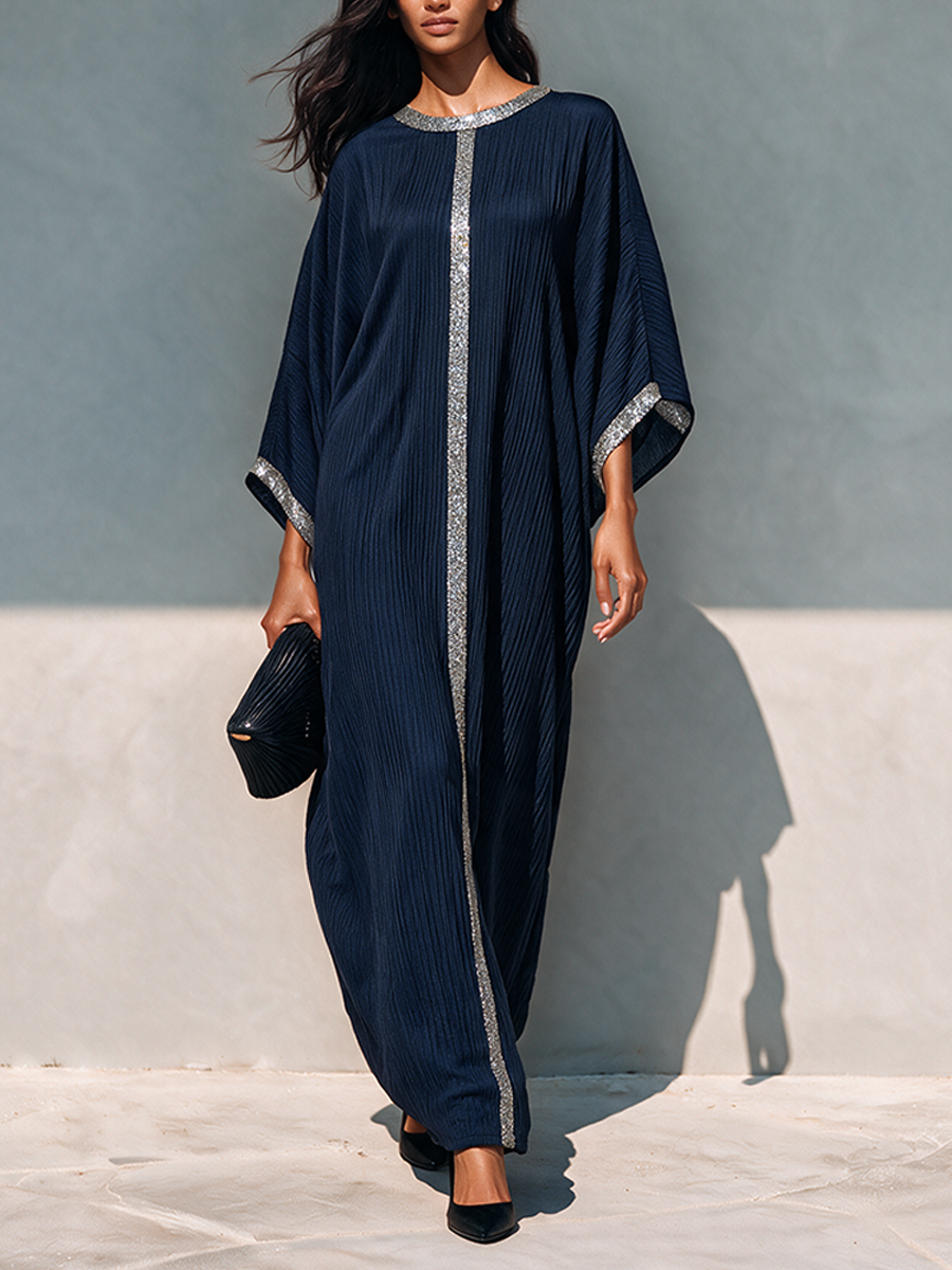 Women's Sequin-Trimmed Cotton-Blend Crepe Maxi Dress