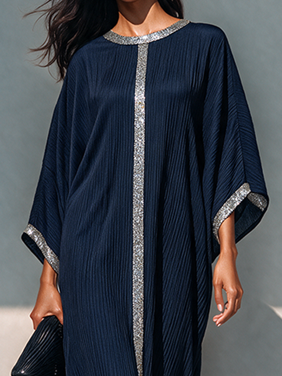 Women's Sequin-Trimmed Cotton-Blend Crepe Maxi Dress