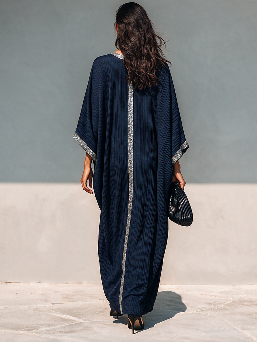 Women's Sequin-Trimmed Cotton-Blend Crepe Maxi Dress