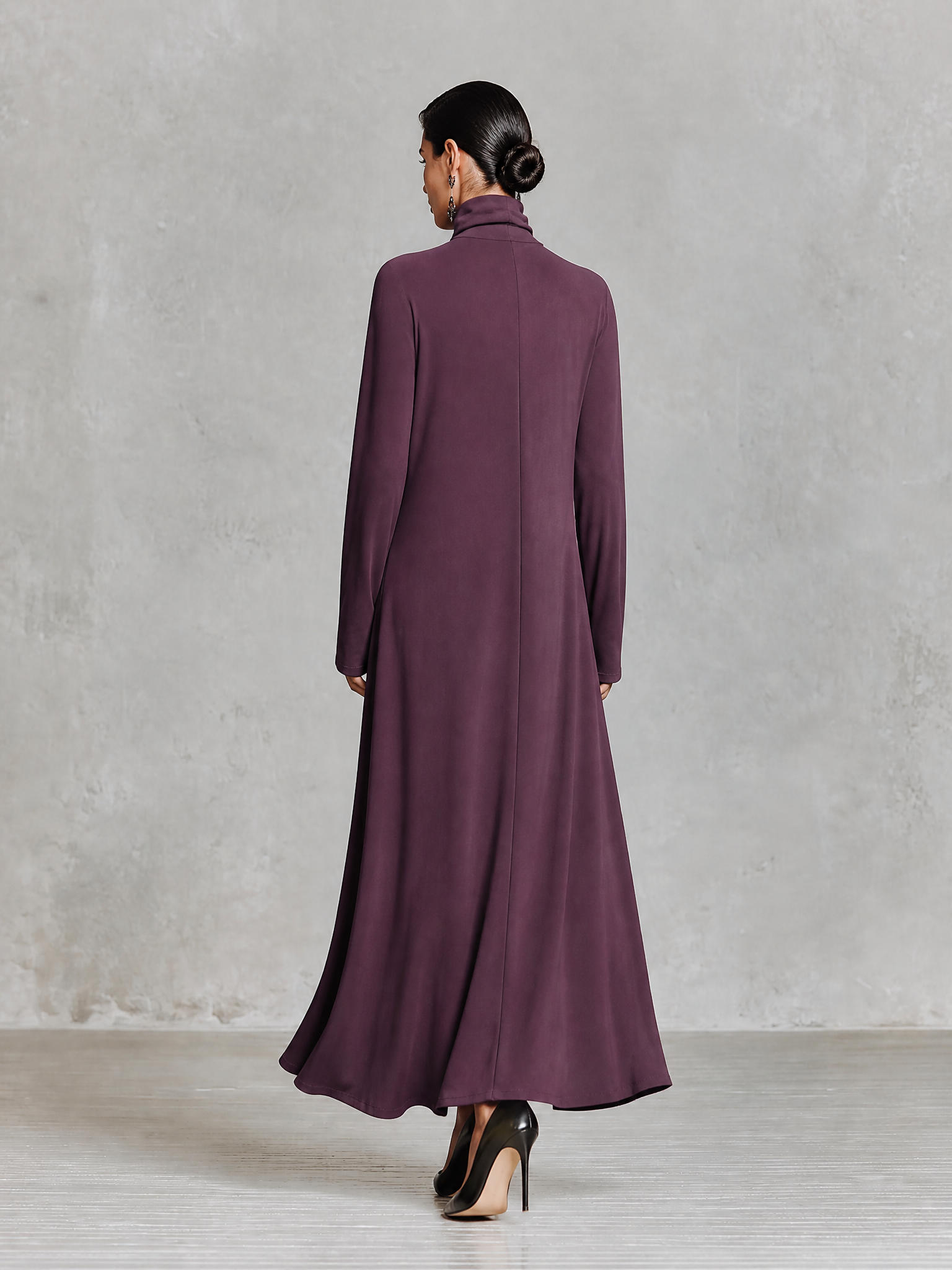 Women's Elegant Turtleneck Cape Maxi Dress