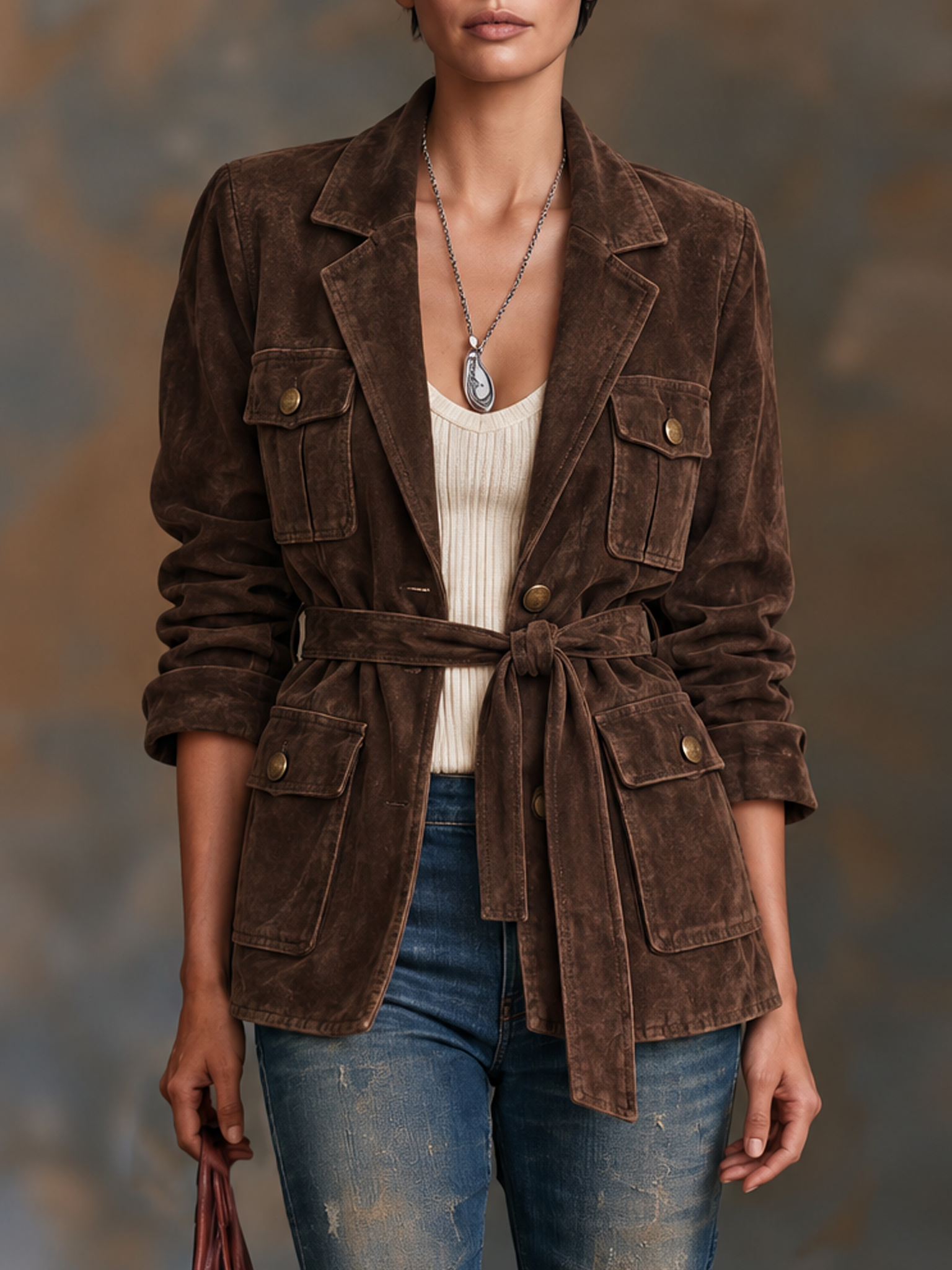 Women's Vintage Suede Safari Jacket