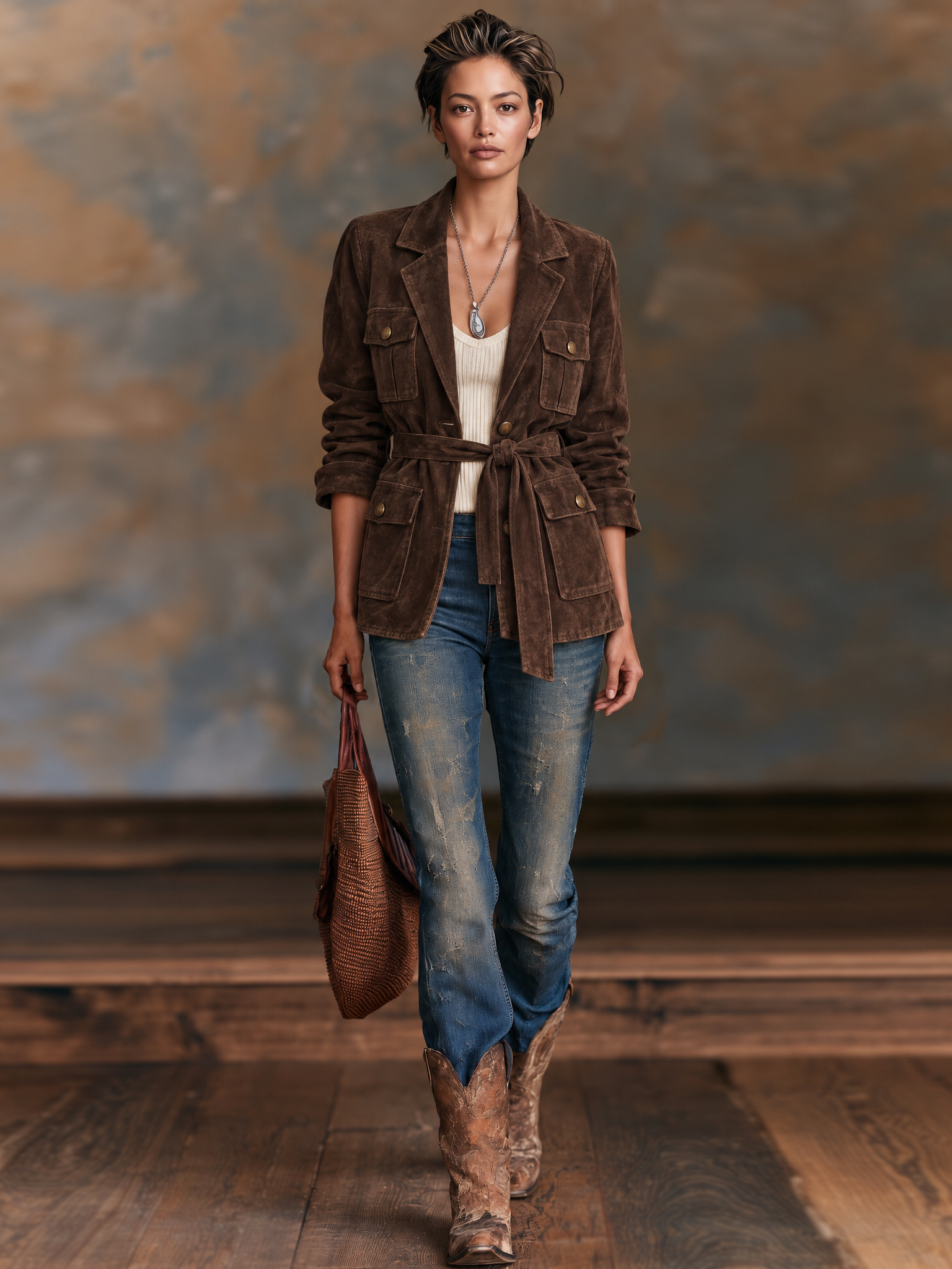 Women's Vintage Suede Safari Jacket