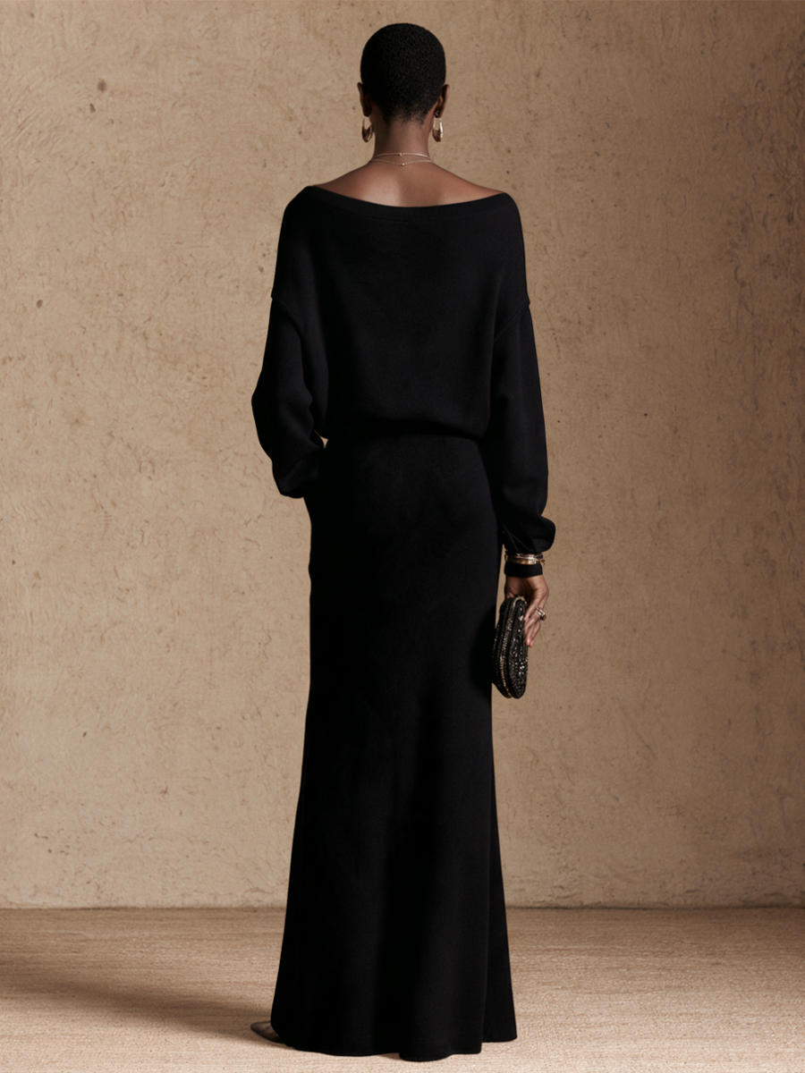 Women's Striped Panel Tie Front Elegant Maxi Skirt Set