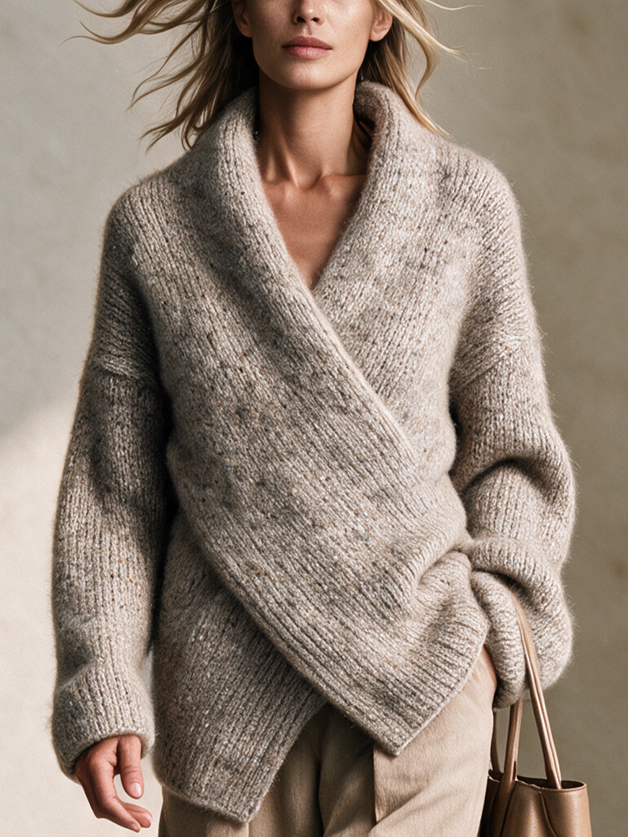 Women's Wrap Shawl Collar Knit Sweater